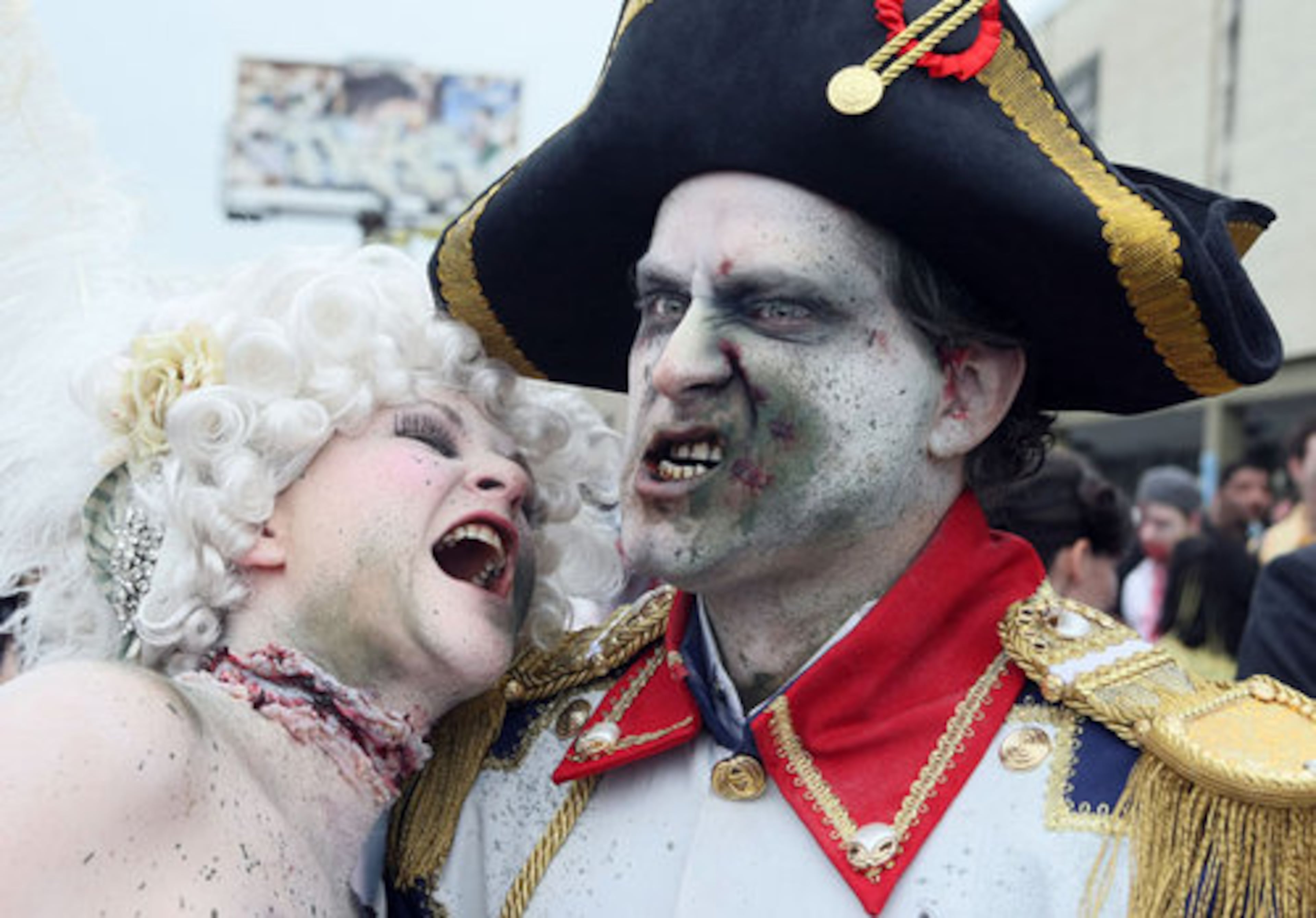 Tracy Galasson (playing Marie Antoinette) and Thomas Arthur Schaefer (Napoleon) ham it up for photographers.