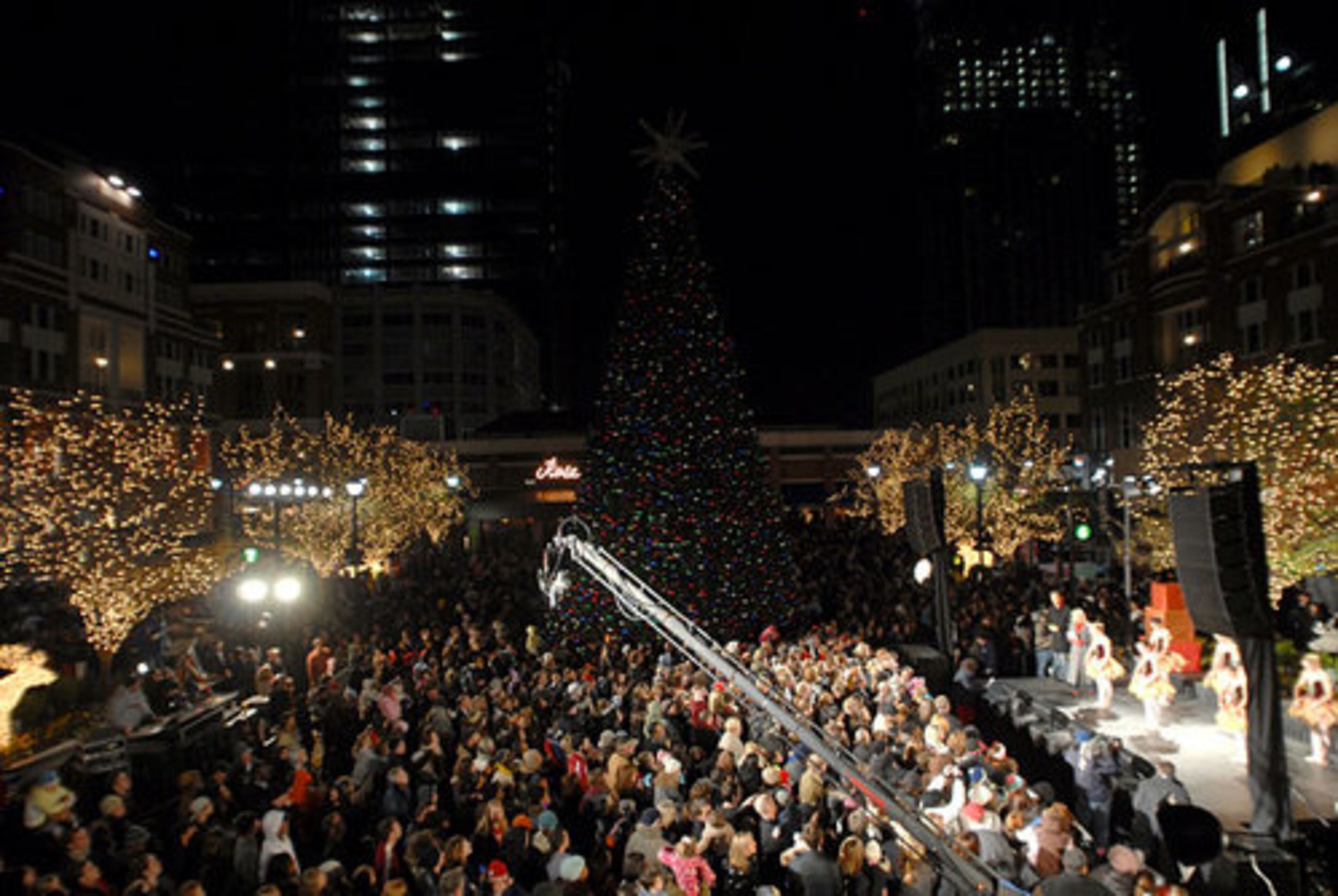 The Atlanta Ballet's Nutcracker Kids perform at the event just before the tree is lit up.