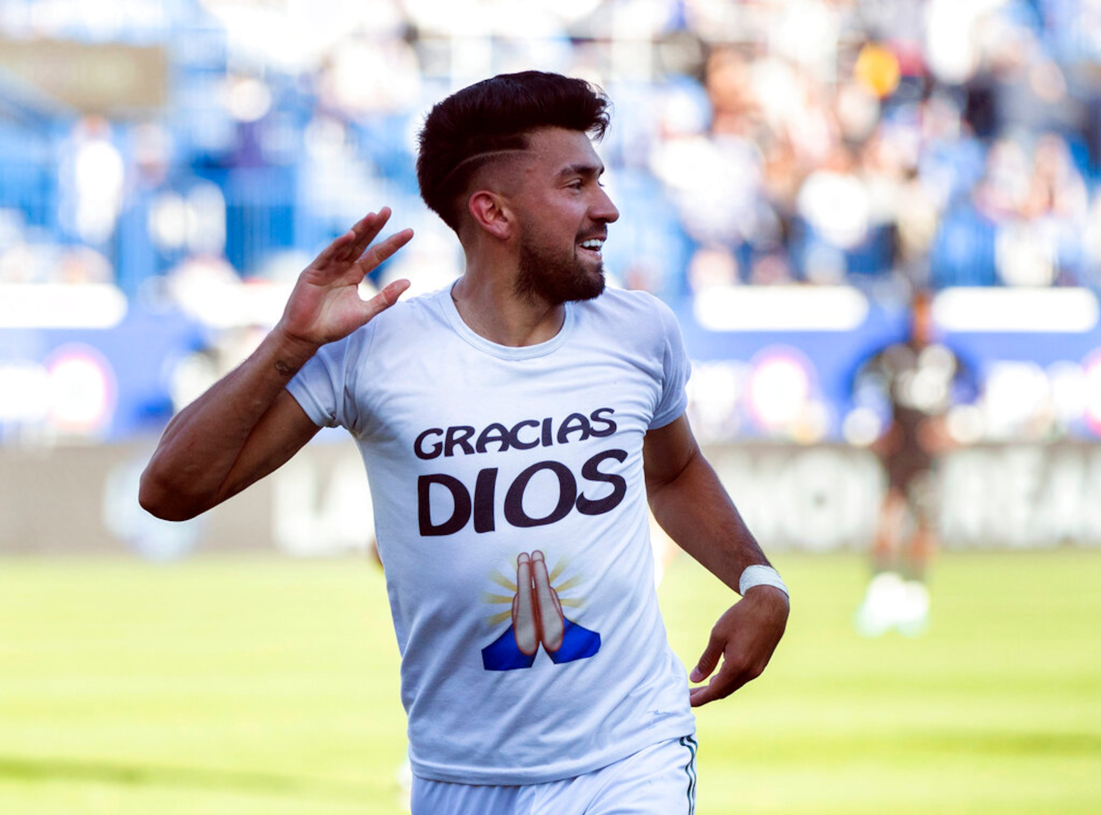 Atlanta United's Marcelino Moreno reacts after scoring against CF Montreal during the second half of an MLS soccer game in Montreal, Saturday, April 30, 2022. Atlanta United lost 2-1. (Graham Hughes/The Canadian Press via AP)