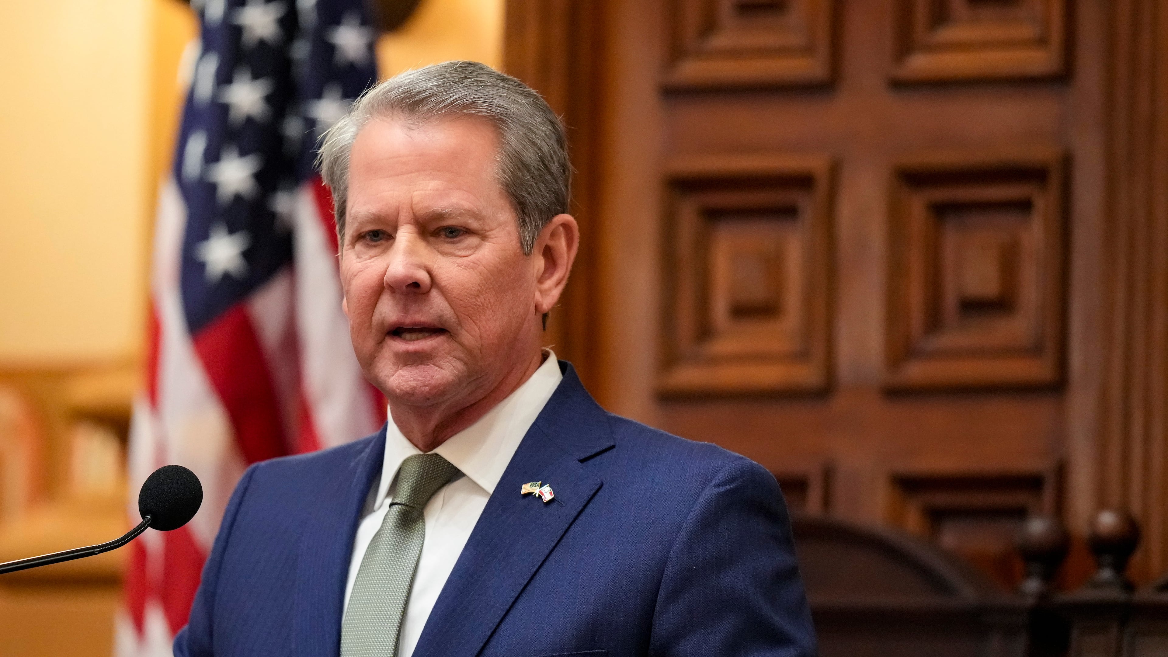 FILE - Gov. Brian Kemp speaks during the State of the State, Jan. 15, 2026, in Atlanta. (AP Photo/Brynn Anderson, File)
