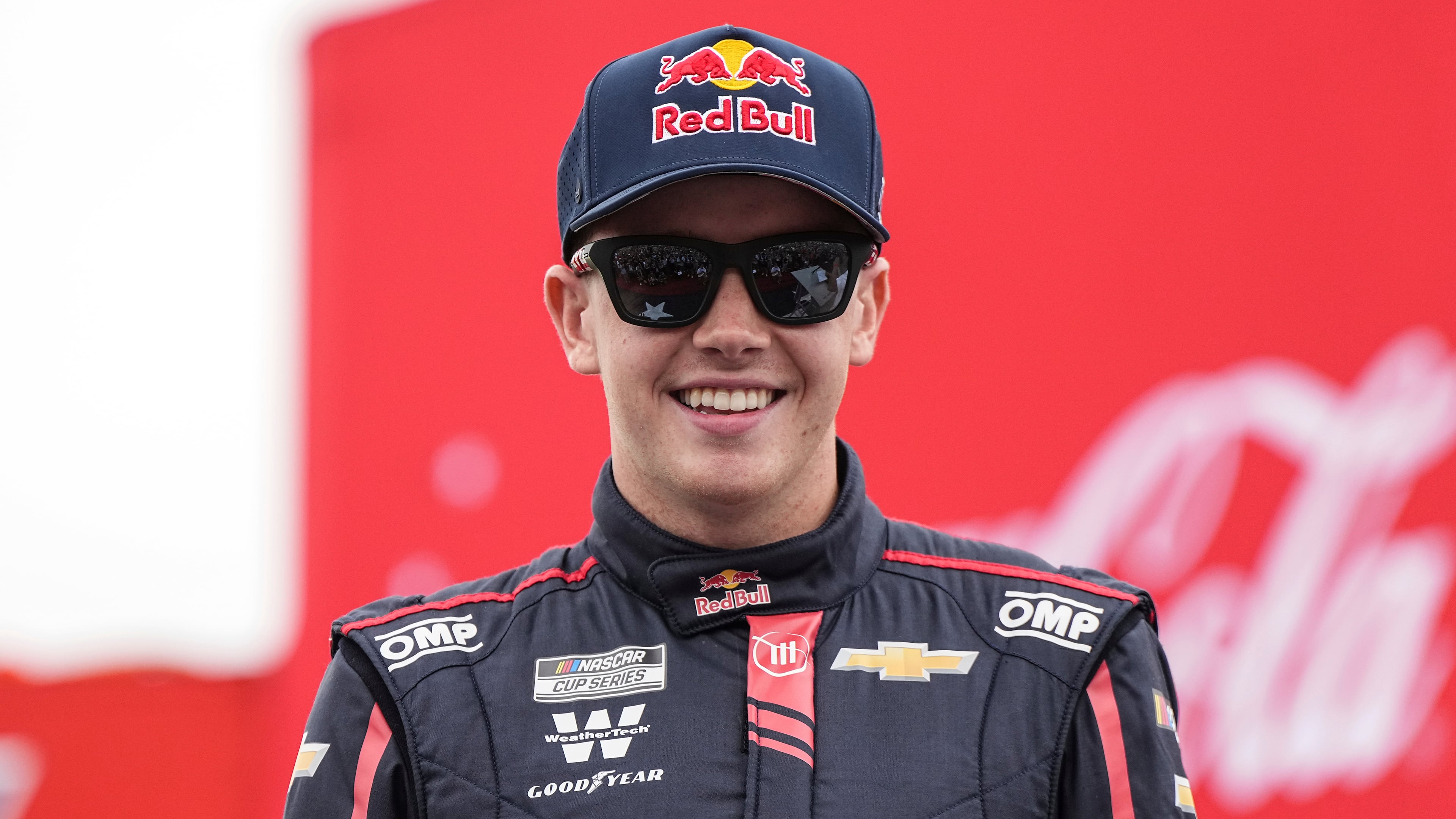 FILE - Connor Zilisch smiles prior to a NASCAR Cup Series auto race at Charlotte Motor Speedway, May 25, 2025, in Concord, N.C. (AP Photo/Matt Kelley, File)