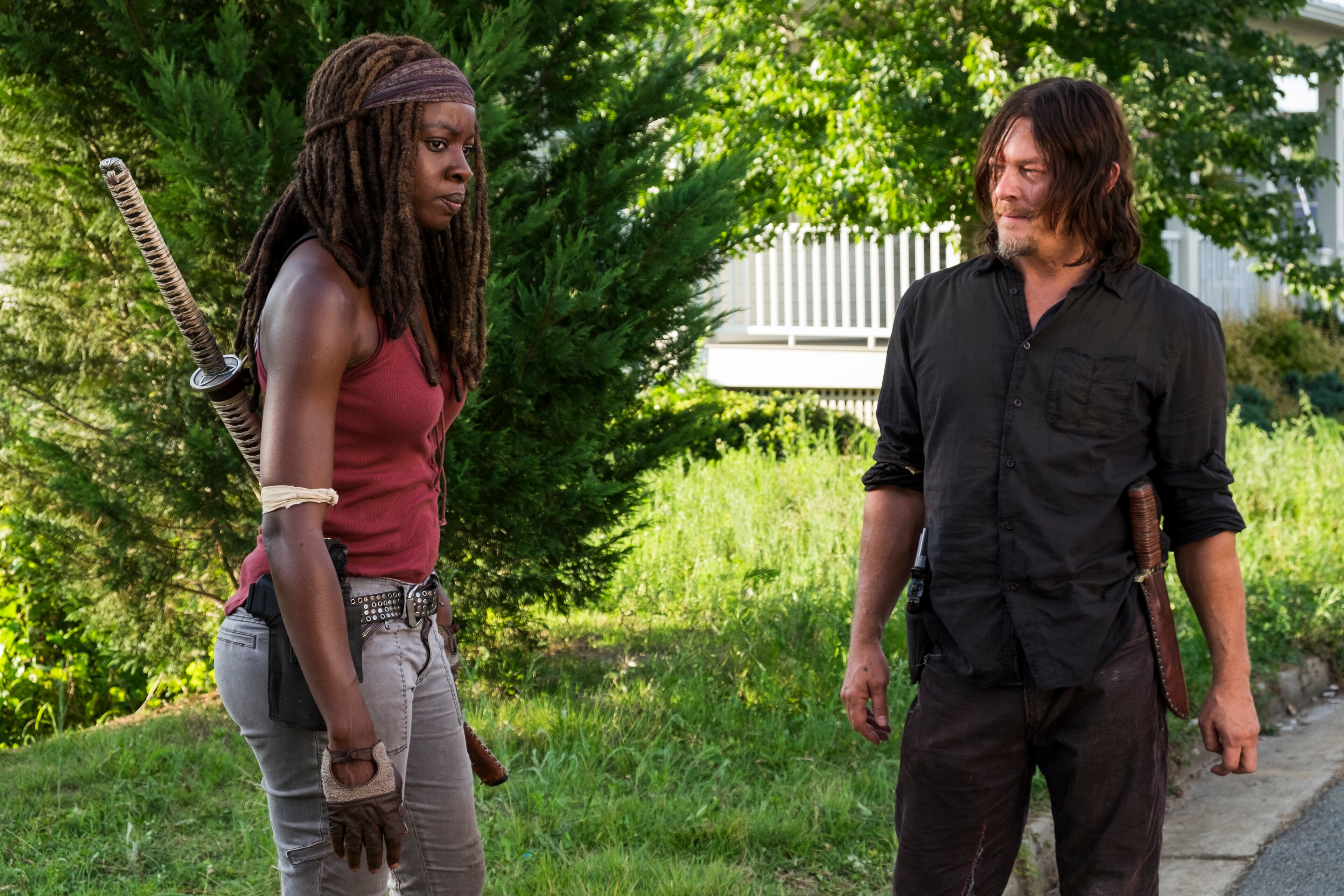 Danai Gurira as Michonne, Norman Reedus as Daryl Dixon - The Walking Dead _ Season 8, Episode 8 - Photo Credit: Gene Page/AMC