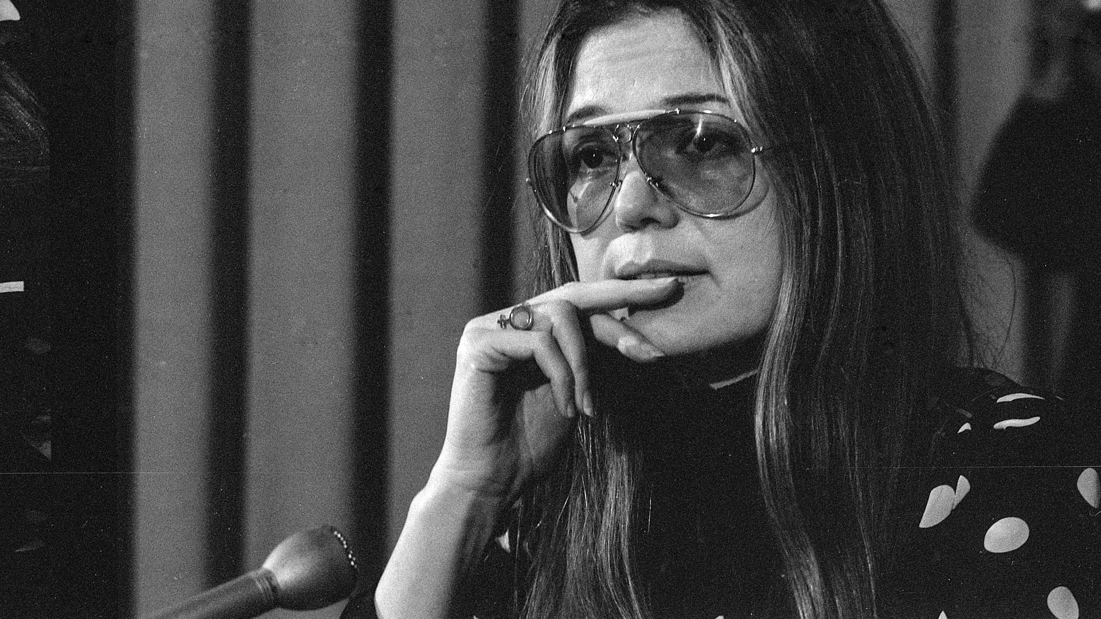 Gloria Steinem, cofounder of Ms. magazine, speaks on the political subjugation of women and the importance of organizing across racial and social differences, to an audience at the College of Marin in Kenfield, Calif., on Jan. 17, 1973. (Bill Young/San Francisco Chronicle via AP)