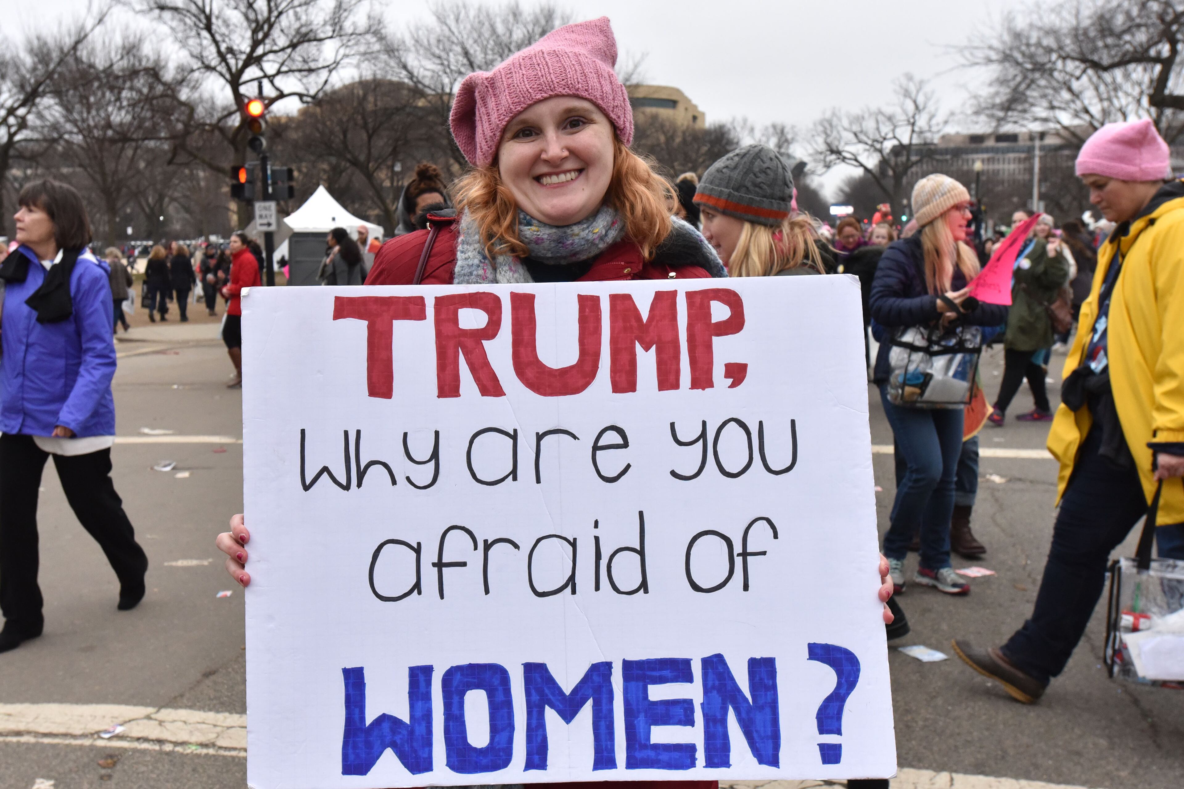 January 21, 2017 Washington D.C. - Carol Wagner, of New York, NY, holds her sign during the Womenâs March on Washington on Saturday, January 21, 2017. HYOSUB SHIN / HSHIN@AJC.COM