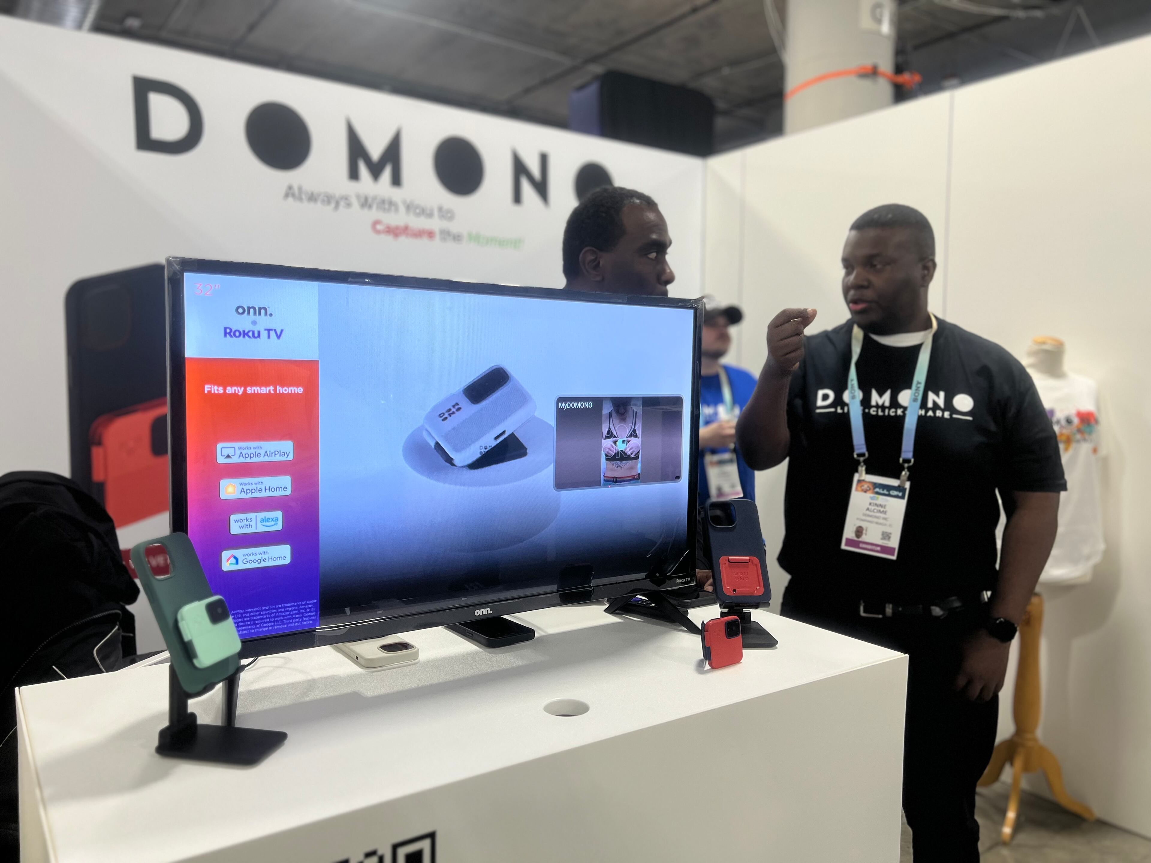 Atlanta-based startup Domono debuted its phone case with a detachable 4K camera at the international CES tech show held in Las Vegas January 9-12, 2024.