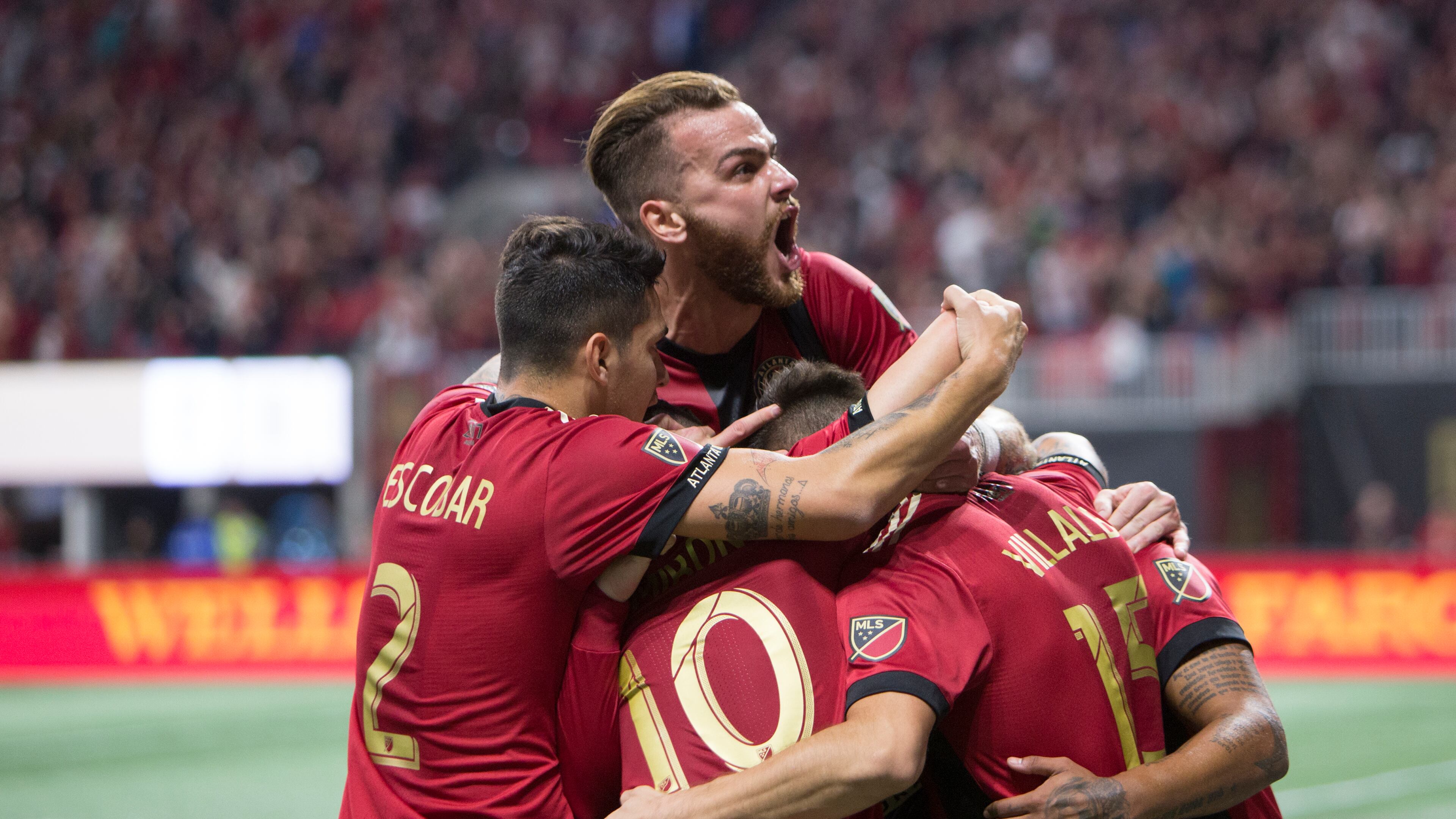 March 11, 2018. Atlanta United defender Leandro Gonzalez reacts towards the fans after his team mate Josef Martinez scored the first goal during the first half against the DC United on March 11, 2018 in Atlanta Ga..