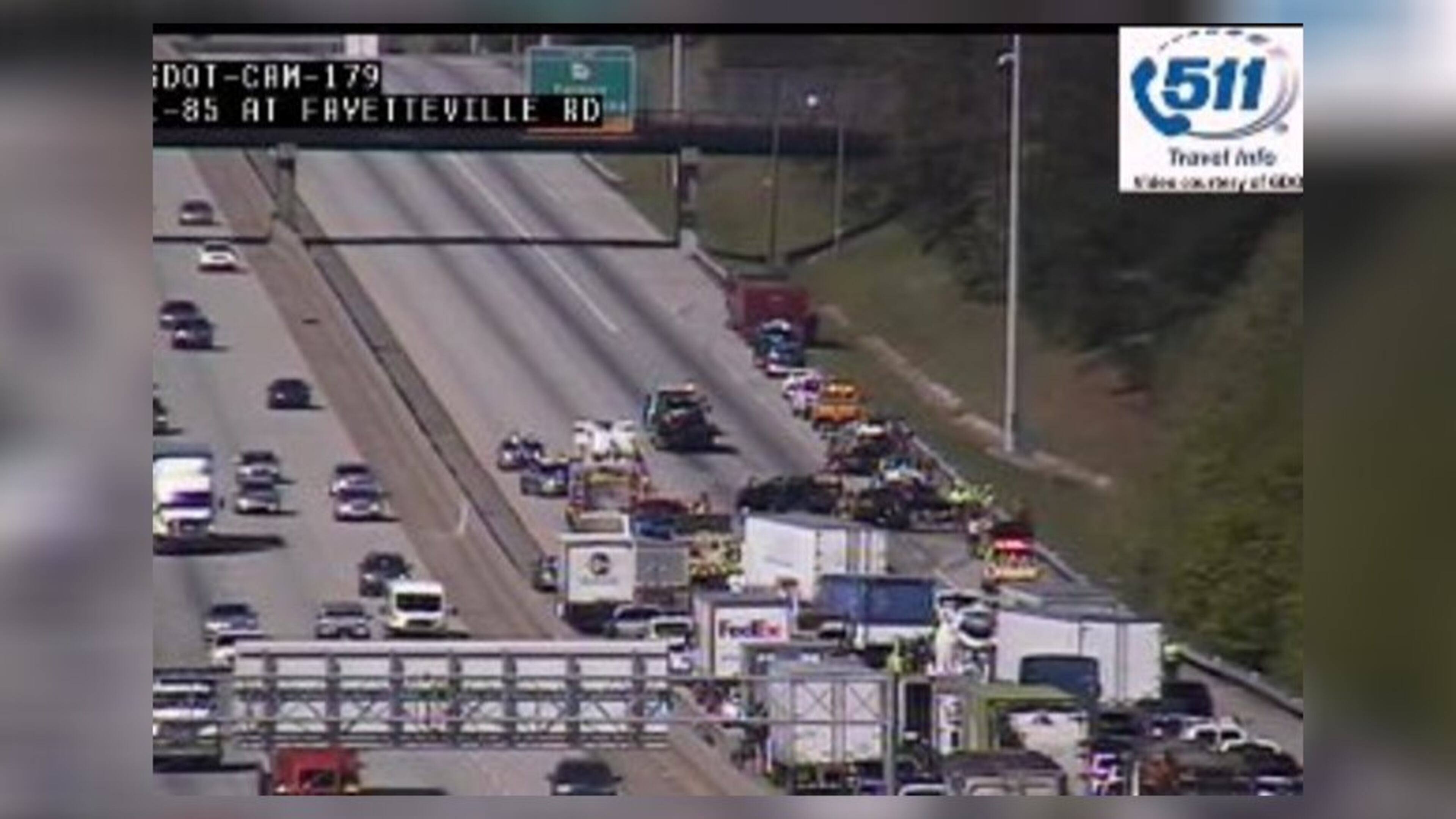 A seven-vehicle crash caused delays for hours on I-85 South in Fairburn. Two people were seriously injured.