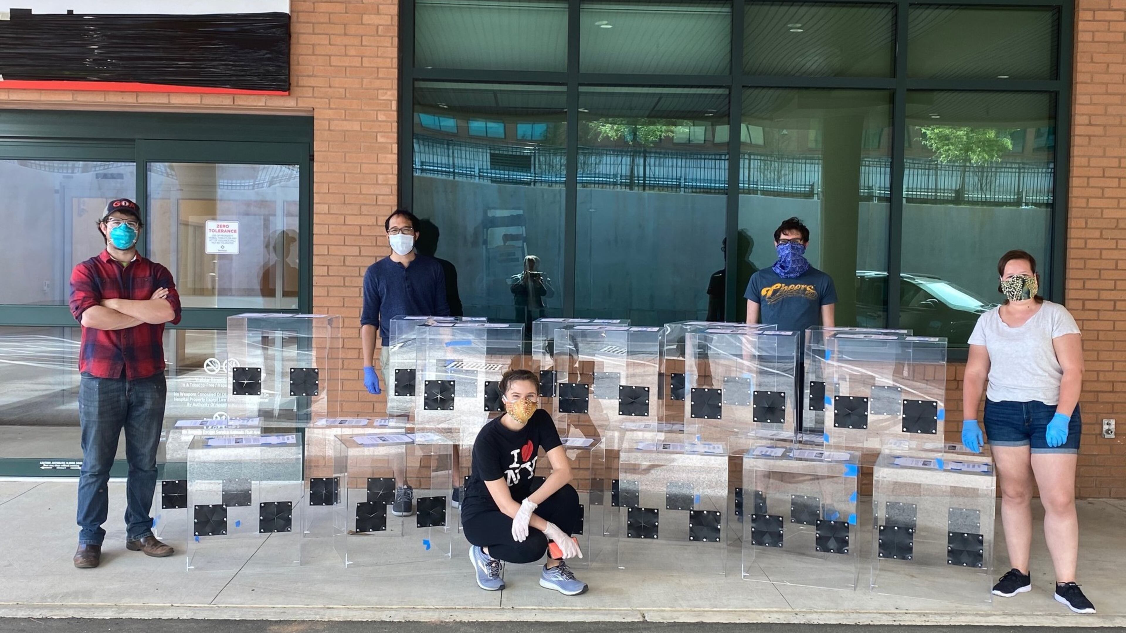 Delivering the intubation boxes to Wellstar Kennestone Hospital are, from left, Cameron Mills, Adna Muliawan, Madi Anderson, Chris Chapman and Rachael Beck. Photo contributed by The Weber School.