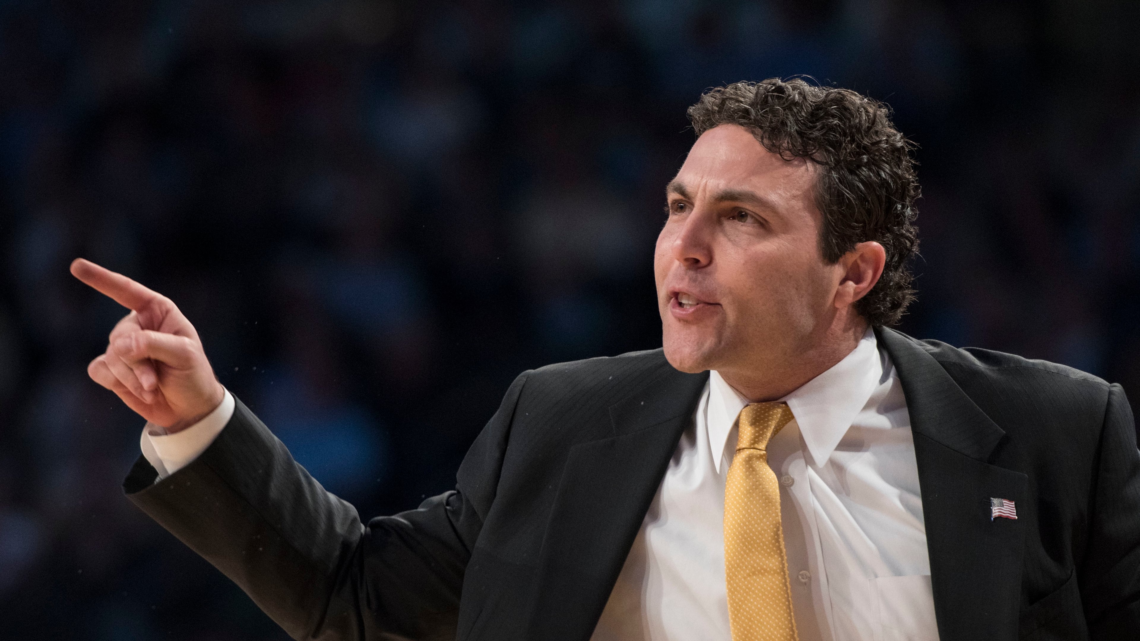 Georgia Tech coach Josh Pastner shouts to his players during the first half of a game against North Carolina on Saturday, Dec 31, 2016, in Atlanta. Georgia Tech won 75-63. (AP Photo/John Amis)