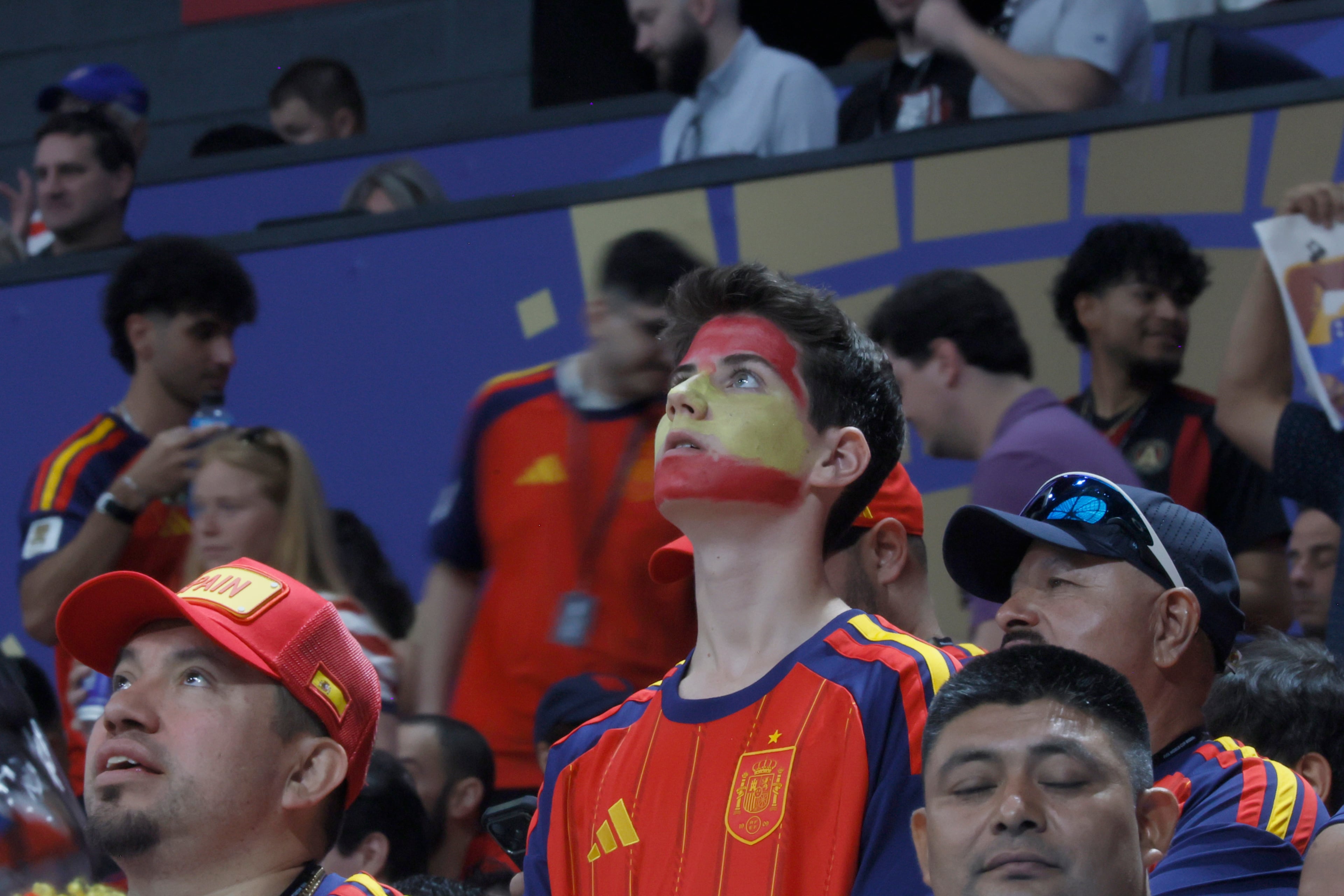 Fans of Spain get ready for the Spain vs. Saudi Arabia FIFA World Cup match Sunday, June 21, 2026, at Atlanta Stadium. (Miguel Martinez/AJC)