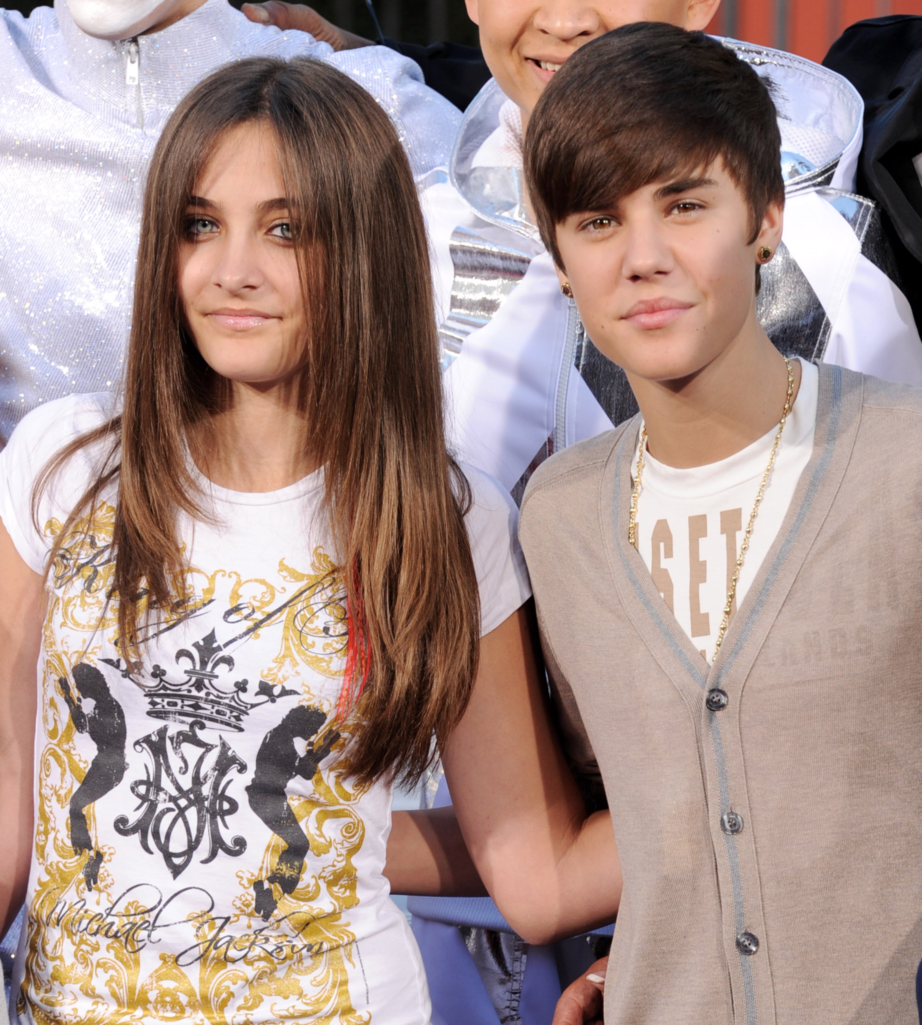 Paris Jackson (left) and singer Justin Bieber pose at the Michael Jackson Hand and Footprint ceremony at Grauman's Chinese Theatre on Jan. 26, 2012, in Los Angeles.