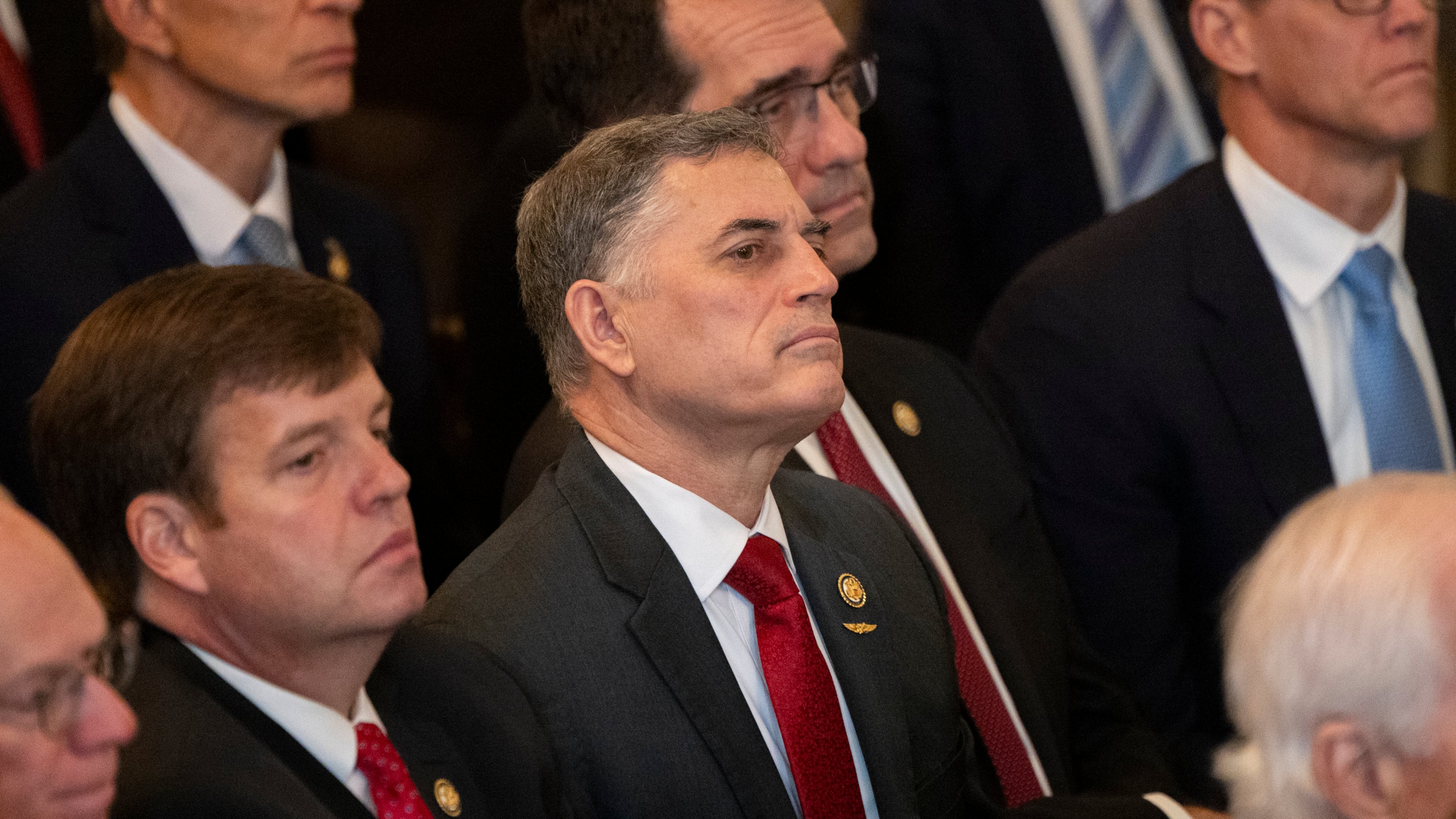 U.S. Rep. Andrew Clyde, R-Athens, is seen ahead of the signing of the Laken Riley Act in the East Room of the White House in Washington, D.C., on Jan. 29, 2025. (Nathan Posner for the AJC)