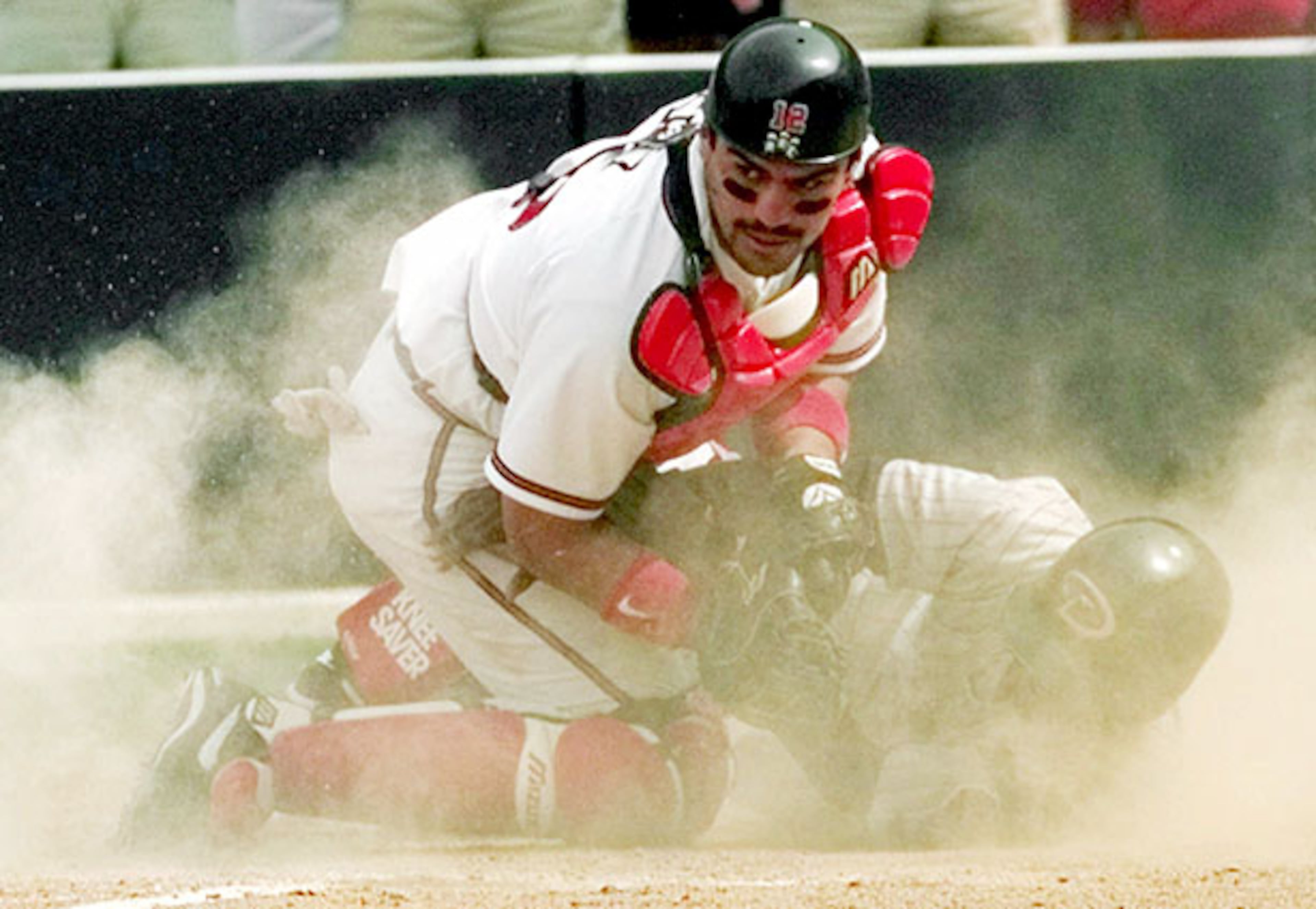 The Braves' current bullpen coach, Eddie Perez had a long tenure in Atlanta, catching more than 350 games. Perez served as the Braves' back up catcher behind Javy Lopez and replaced Charlie O'Brien as the Maddux's catcher. While with Atlanta he batted .251 with 29 homers and 127 RBIs.