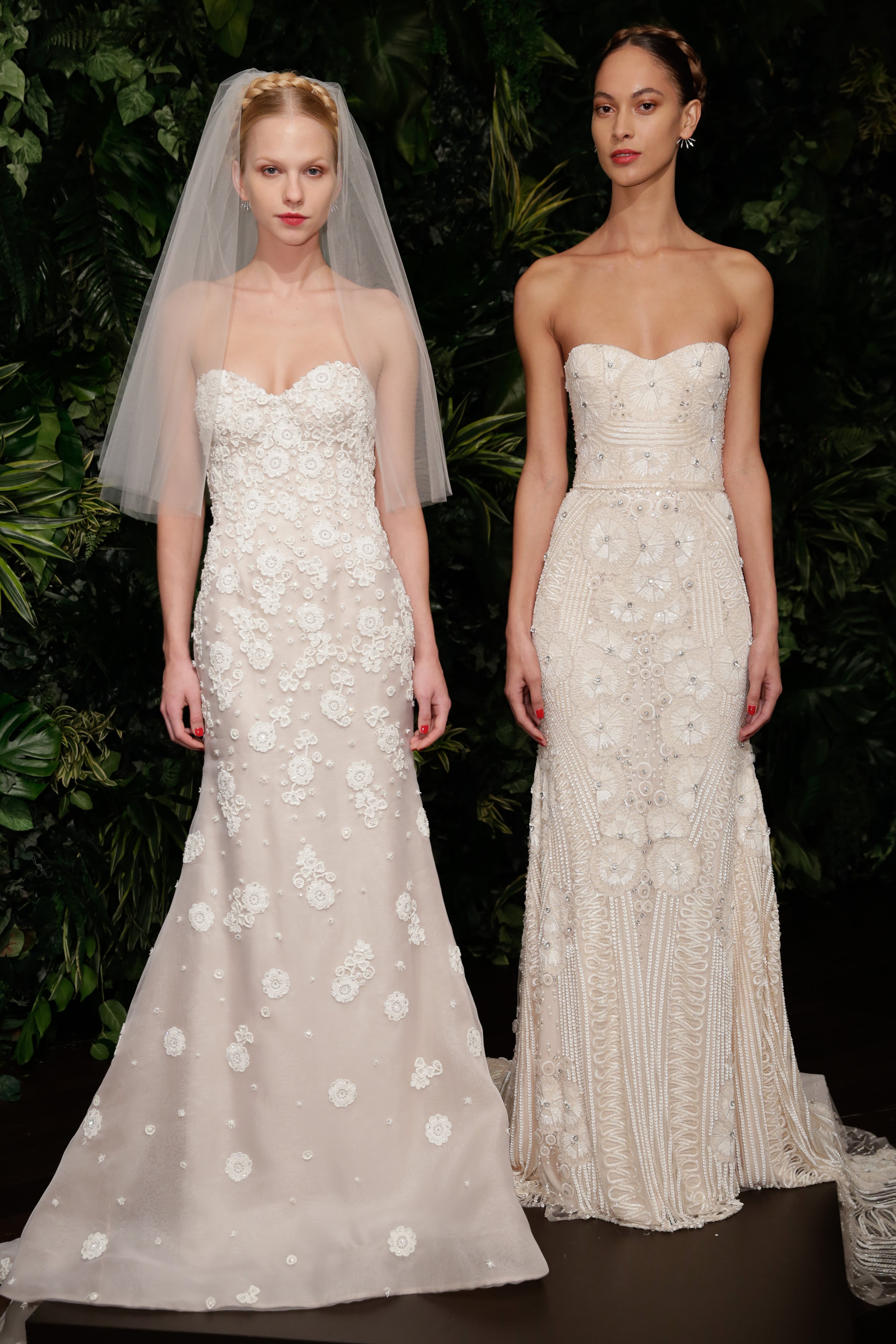 Models pose during the Naeem Khan Fall/Winter 2014 Bridal Collection presentation and reception on Oct. 12, 2013, in New York City.