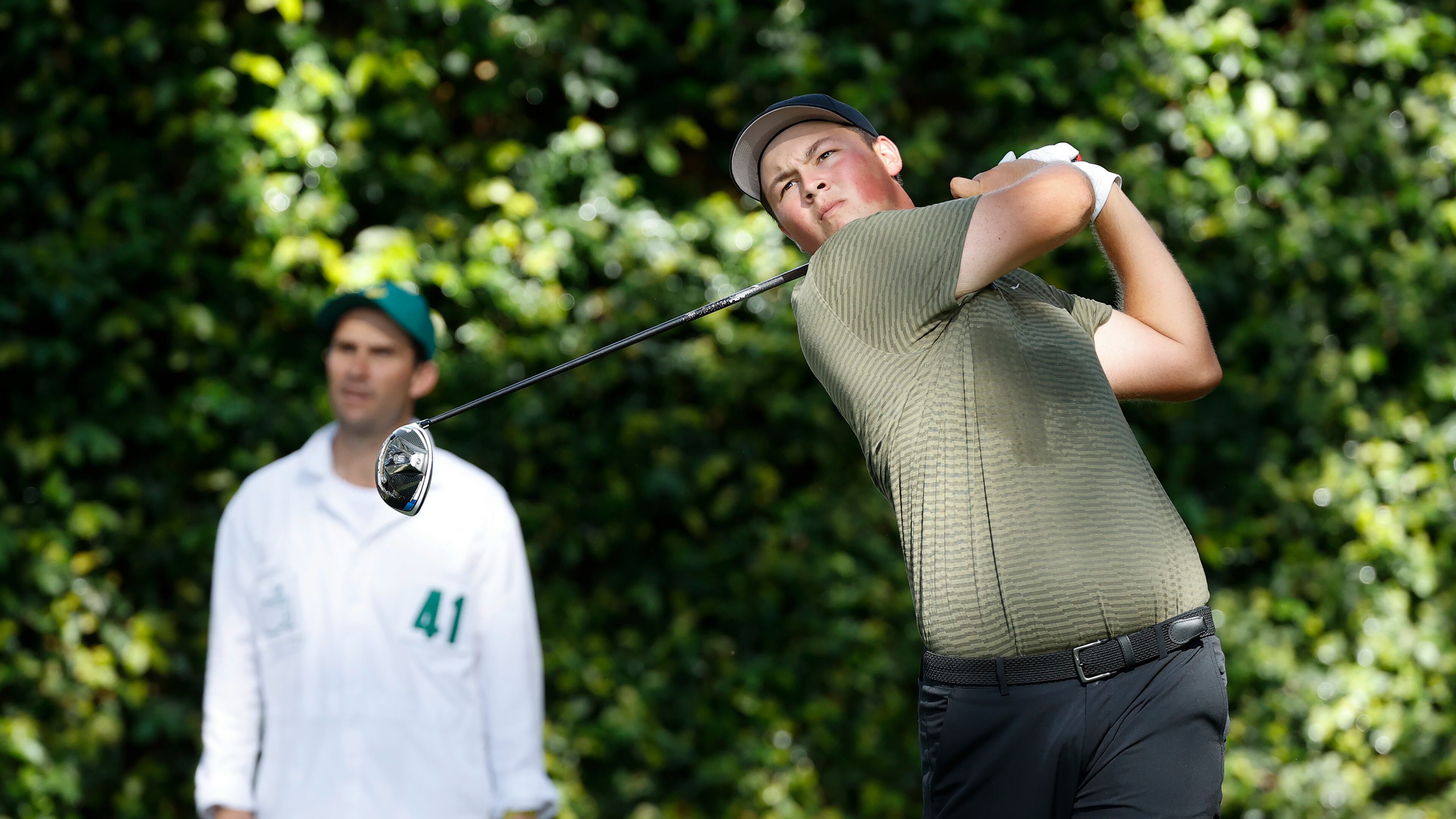 Amateur Abel Gallegos of Argentina plays his stroke from the No. 2 tee during Round 1 of the Masters at Augusta National Golf Club, Thursday, November 12, 2020. Gallegos is in the field for the 2021 Dogwood Invitational.