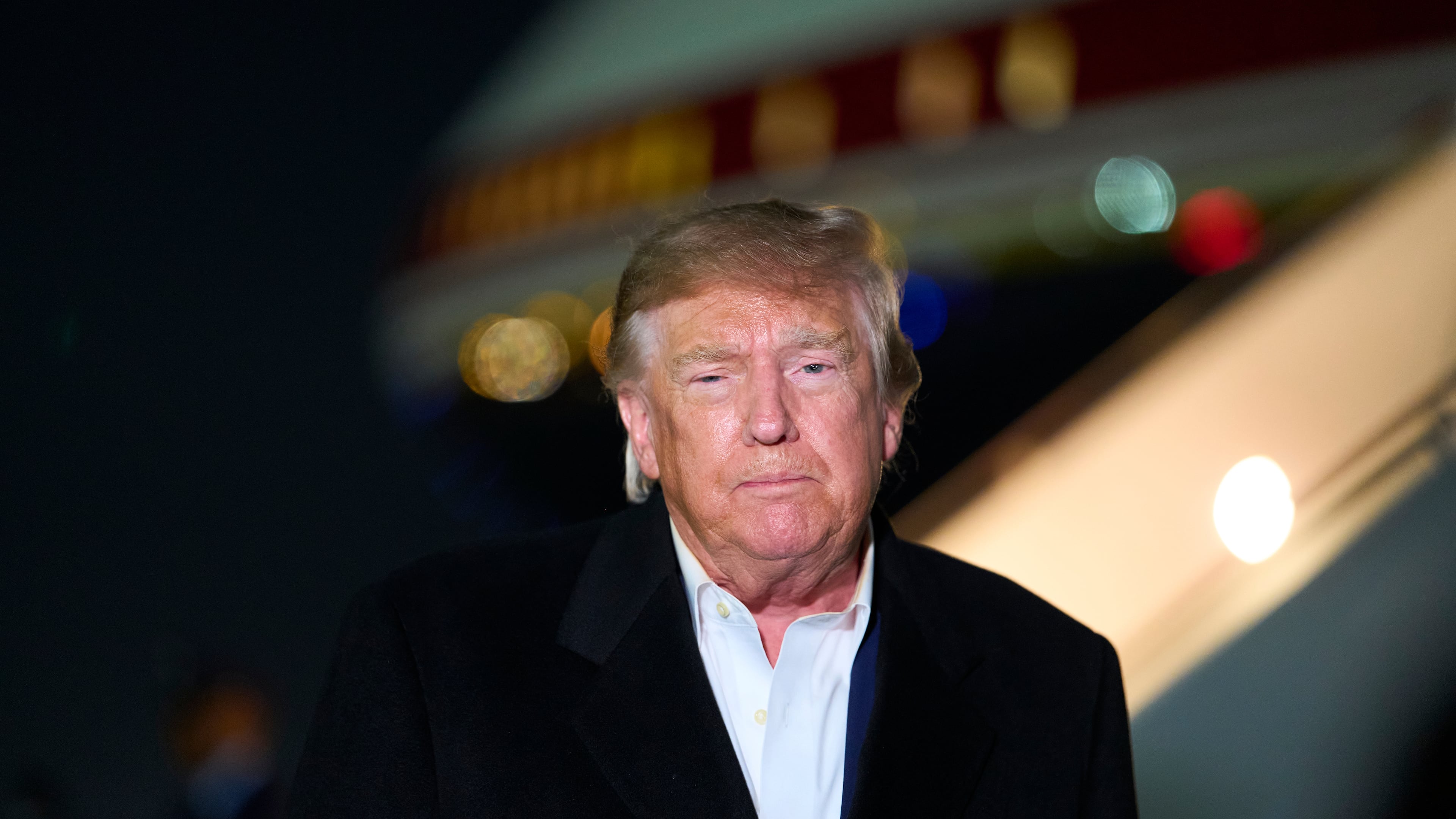 President Donald Trump speaks with reporters as he arrives on Air Force One, Wednesday, Oct. 28, 2026, at Joint Base Andrews, Md. (AP Photo/Alex Brandon)