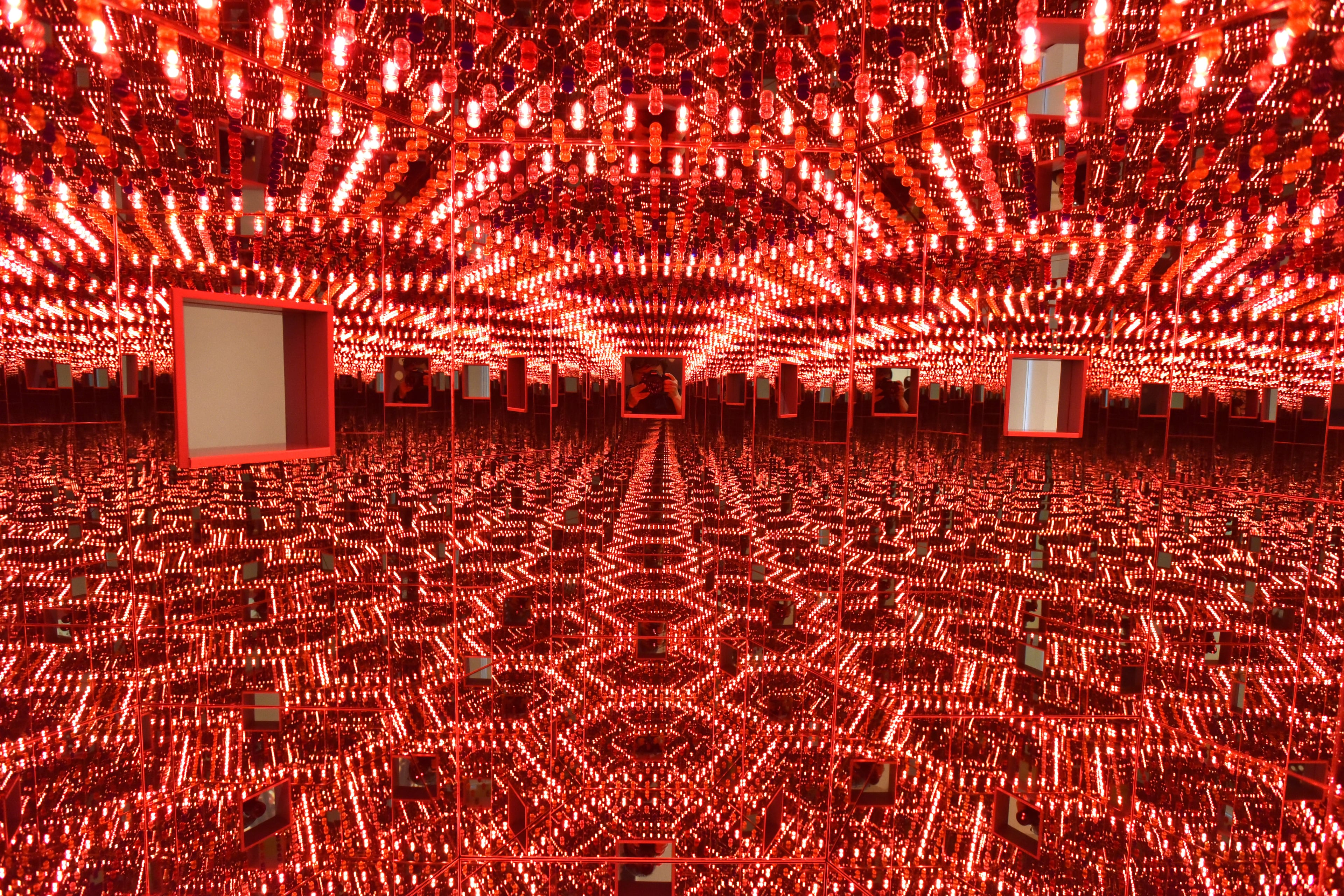 November 15, 2018 Atlanta - Infinity Mirrored Room - Love Forever, 1966/1994, during a preview of the Yayoi Kusama exhibit, "Infinity Mirrors" at the High Museum on Thursday, November 15, 2018. Organized by the Hirshhorn Museum and Sculpture Garden, this show will take visitors on an expansive journey across six decades of Kusamaâs creative output and will explore the development of the artistâs Infinity Mirror Rooms, her iconic, kaleidoscopic environments. The exhibition will present six of these rooms as well as sculptures, paintings, works on paper, film excerpts, archival ephemera, and additional large-scale installations that span the early 1950s to the present day. Also on view will be numerous new works by the 89-year-old artist, who remains active in her Tokyo studio. HYOSUB SHIN / HSHIN@AJC.COM