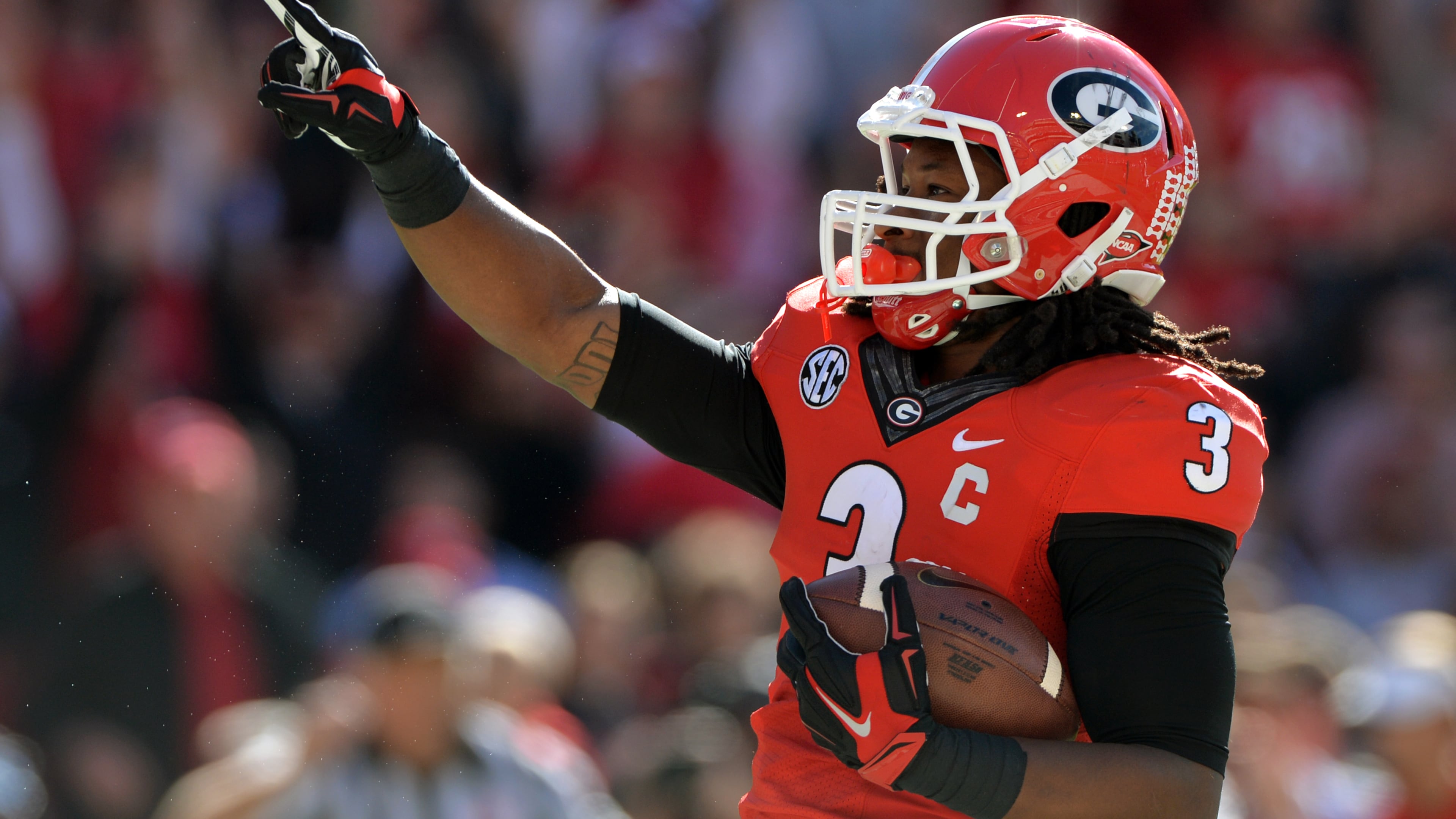 Todd Gurley scored 44 touchdowns in 30 games at Georgia. (BRANT SANDERLIN / AJC file)