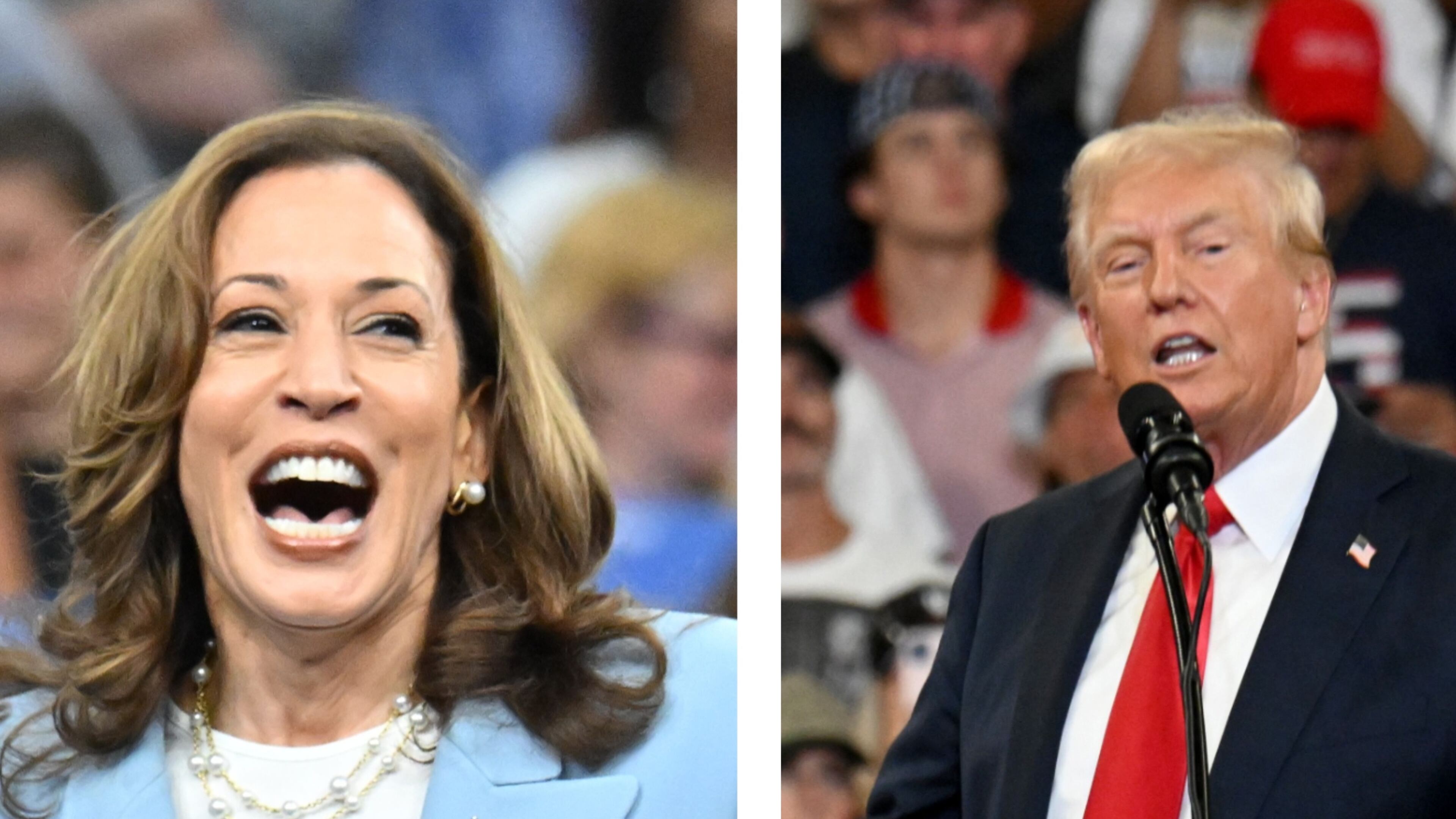 Vice President Kamala Harris (left) and former President Donald Trump (right) held rallies at Georgia State University within days of each other. The cost for each rally was more than $100,000. (Hyosub Shin/AJC)