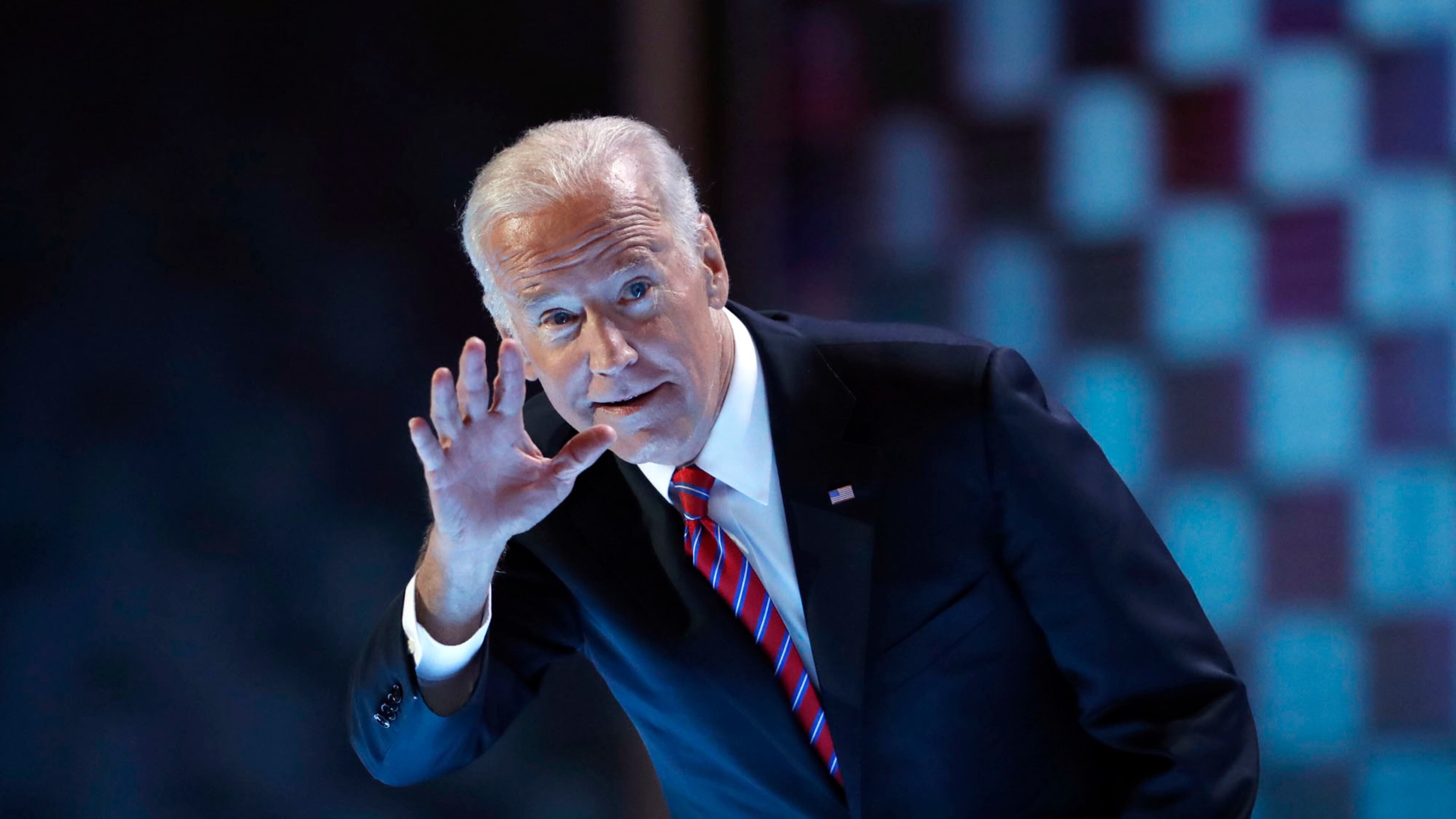 Vice President Joe Biden waves before speaking during the third day of the Democratic National Convention in Philadelphia , Wednesday, July 27, 2016. (AP Photo/Paul Sancya)