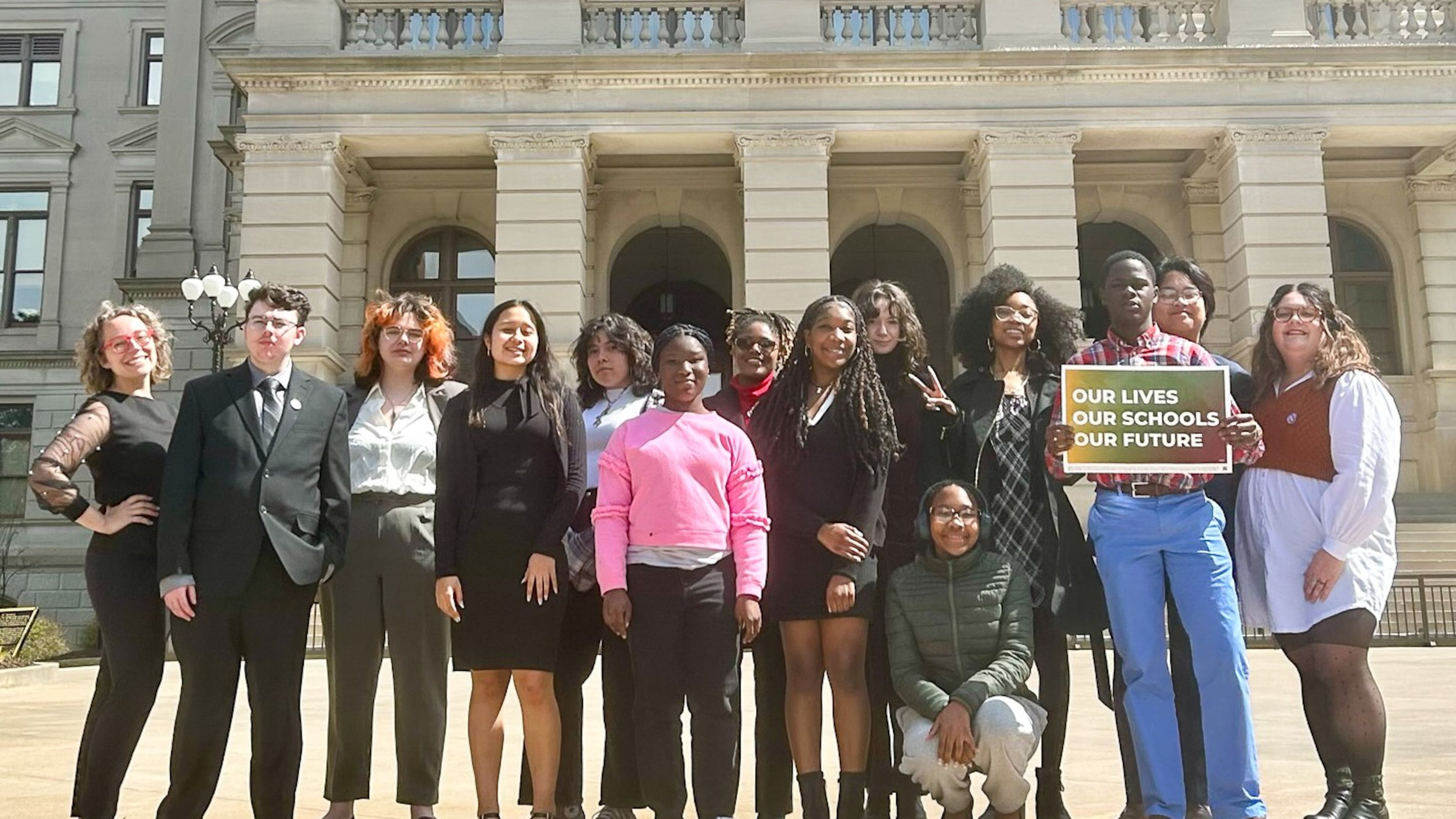 Students from the Deep Center and Georgia Youth Justice Coalition spoke out last week against private school vouchers at a hearing in the General Assembly. (Courtesy photo)