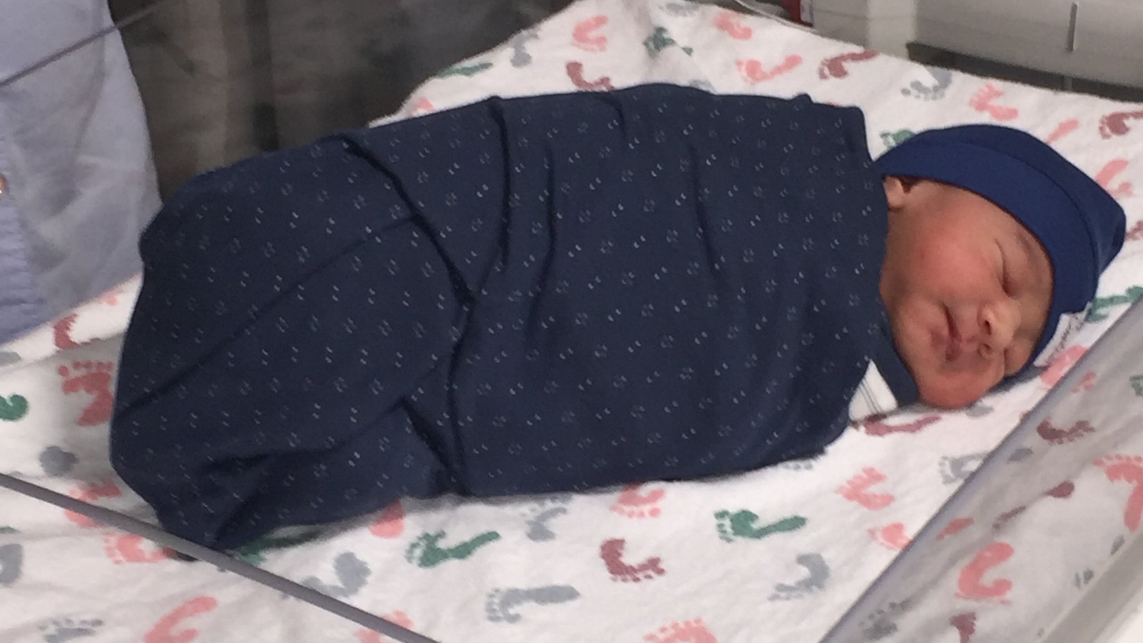 Baby Luca is bundled up after becoming the first baby born in metro Atlanta for the new year. (Photo provided by Emory Midtown Hospital)