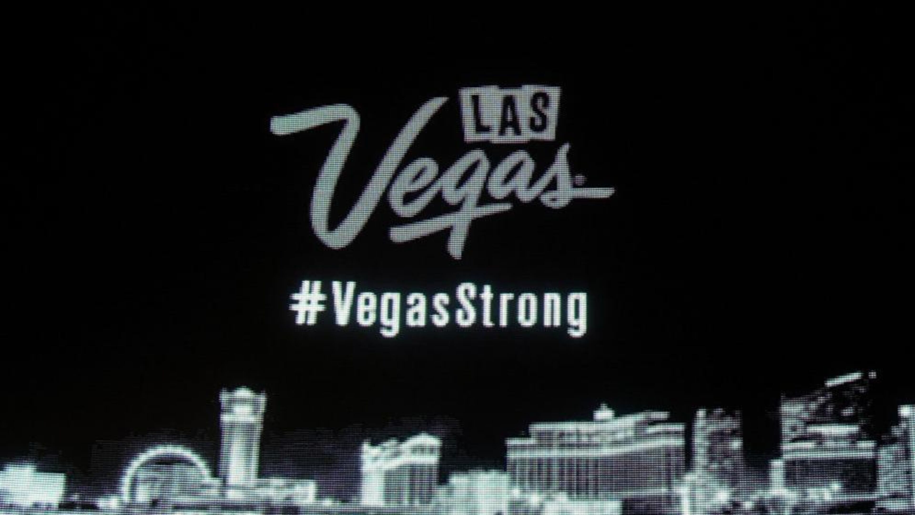 LAS VEGAS, NV - OCTOBER 03: A close-up photo of the marquee at Wynn Las Vegas shows part of a message in response to Sunday night's mass shooting at a music festival on October 3, 2017 in Las Vegas, Nevada. Hotel-casinos all along the Las Vegas Strip replaced their usual flashy marquee advertisements with the same message of condolence as a show of strength in reaction to the violence. Late Sunday night, a lone gunman killed at least 59 people and injured more than 500 after he opened fire on a large crowd at the Route 91 Harvest country music festival. The massacre is one of the deadliest mass shooting events in U.S. history. (Photo by Ethan Miller/Getty Images)
