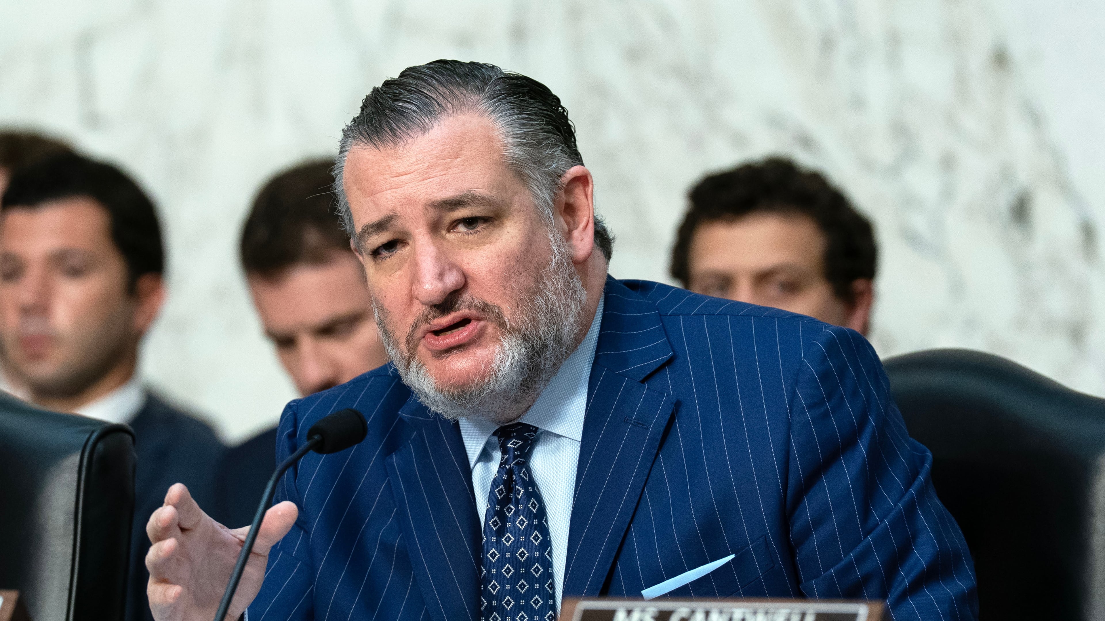 Sen. Ted Cruz R-Texas, Chairman of the Senate Committee on Commerce, Science, and Transportation, speaks during a hearing to examine college sports, supporting student athletes, and fair competition on Capitol Hill, Wednesday, June 3, 2026, in Washington. (AP Photo/Jose Luis Magana)