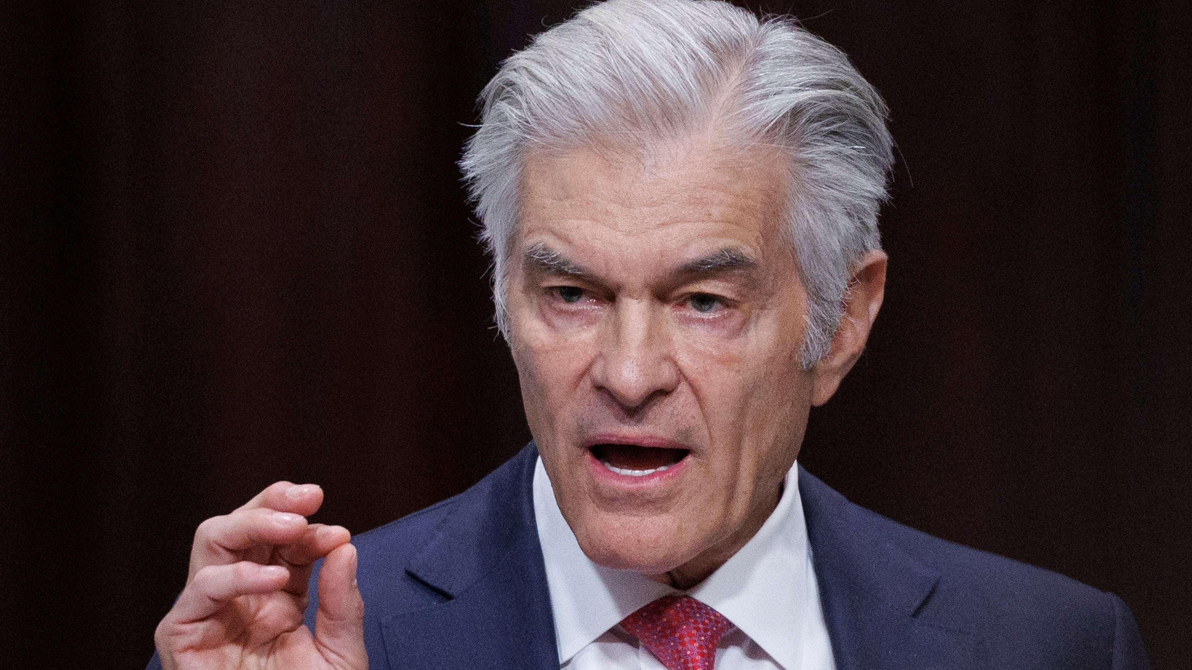 Administrator for the Centers for Medicare & Medicaid Services Dr. Mehmet Oz speaks during a news conference in the Old Eisenhower Executive Office Building on the White House campus Wednesday, Feb. 25, 2026, in Washington. (AP Photo/Tom Brenner)
