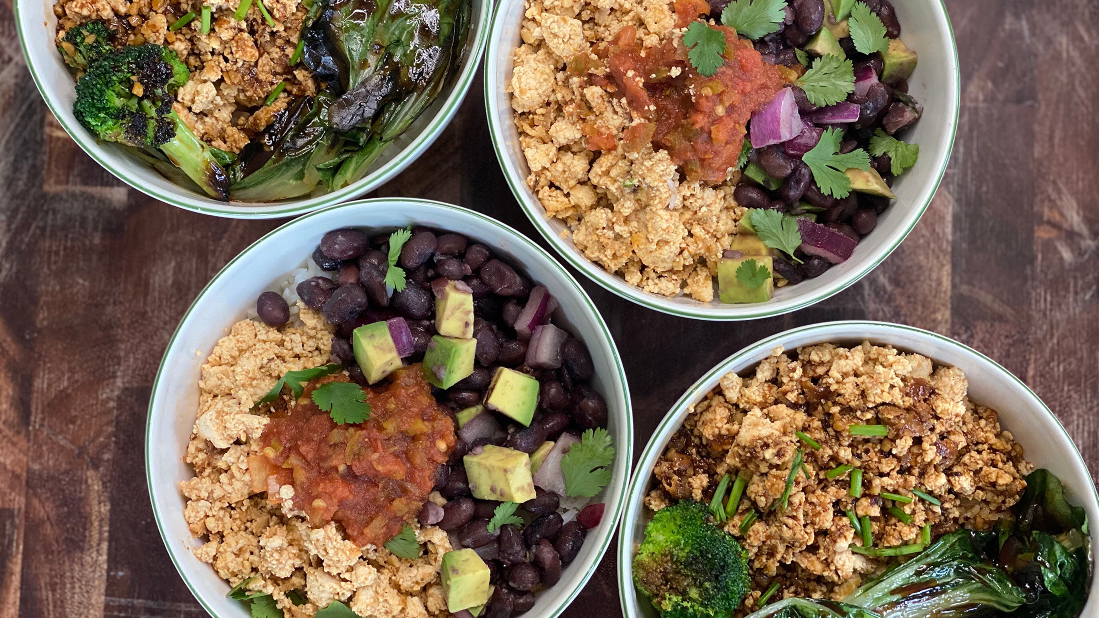 Spicy lime-y tofu is the base for these very different, yet equally delicious, rice bowl options. (Kellie Hynes for The Atlanta Journal-Constitution)