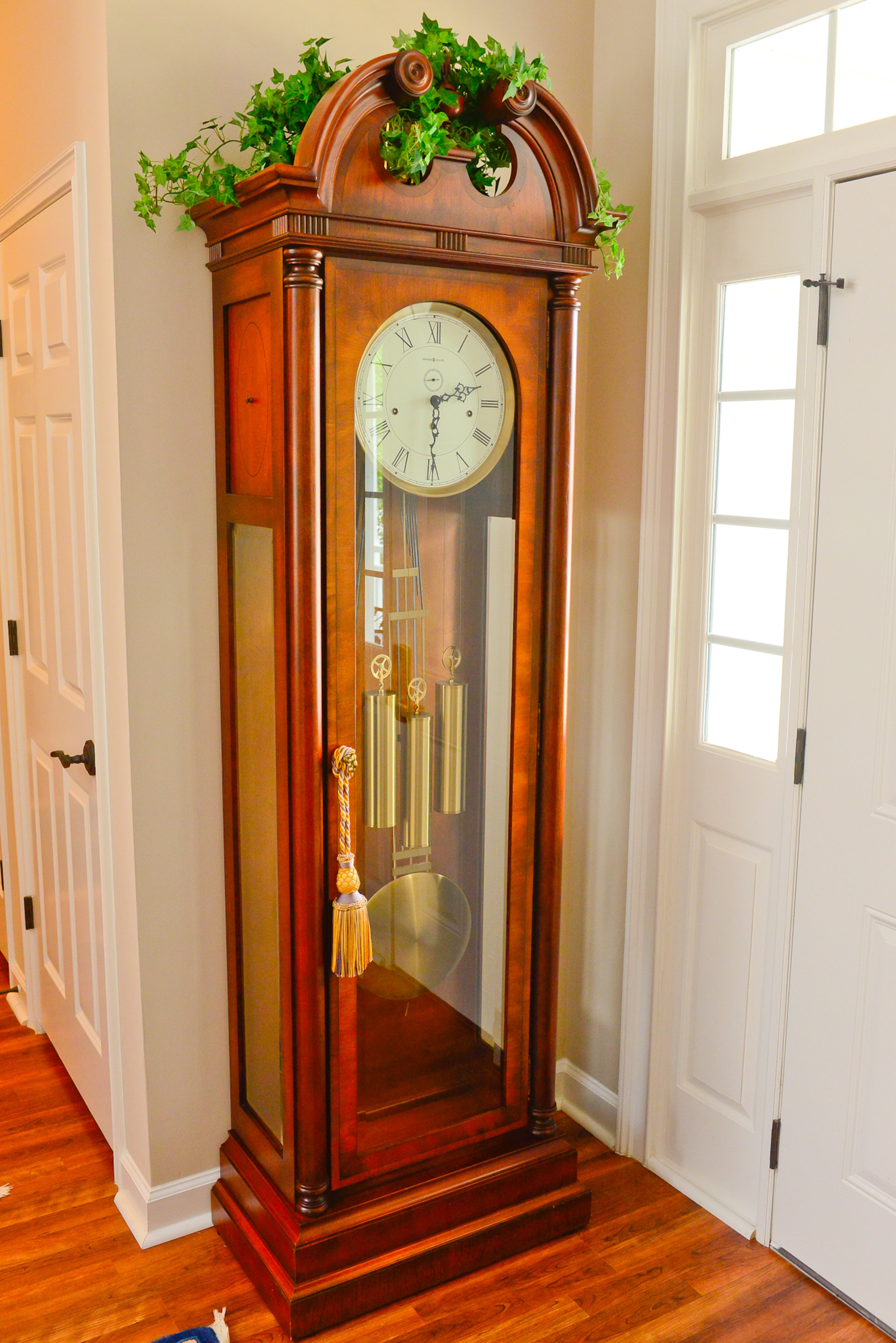 The grandfather clock in the entryway was a housewarming gift that Chris and Linda gave to themselves 20 years ago when they moved into a previous home. When the couple downsized to their current home in Stone Mountain, they brought the clock with them. They still enjoy the sounds of the Westminster chimes.