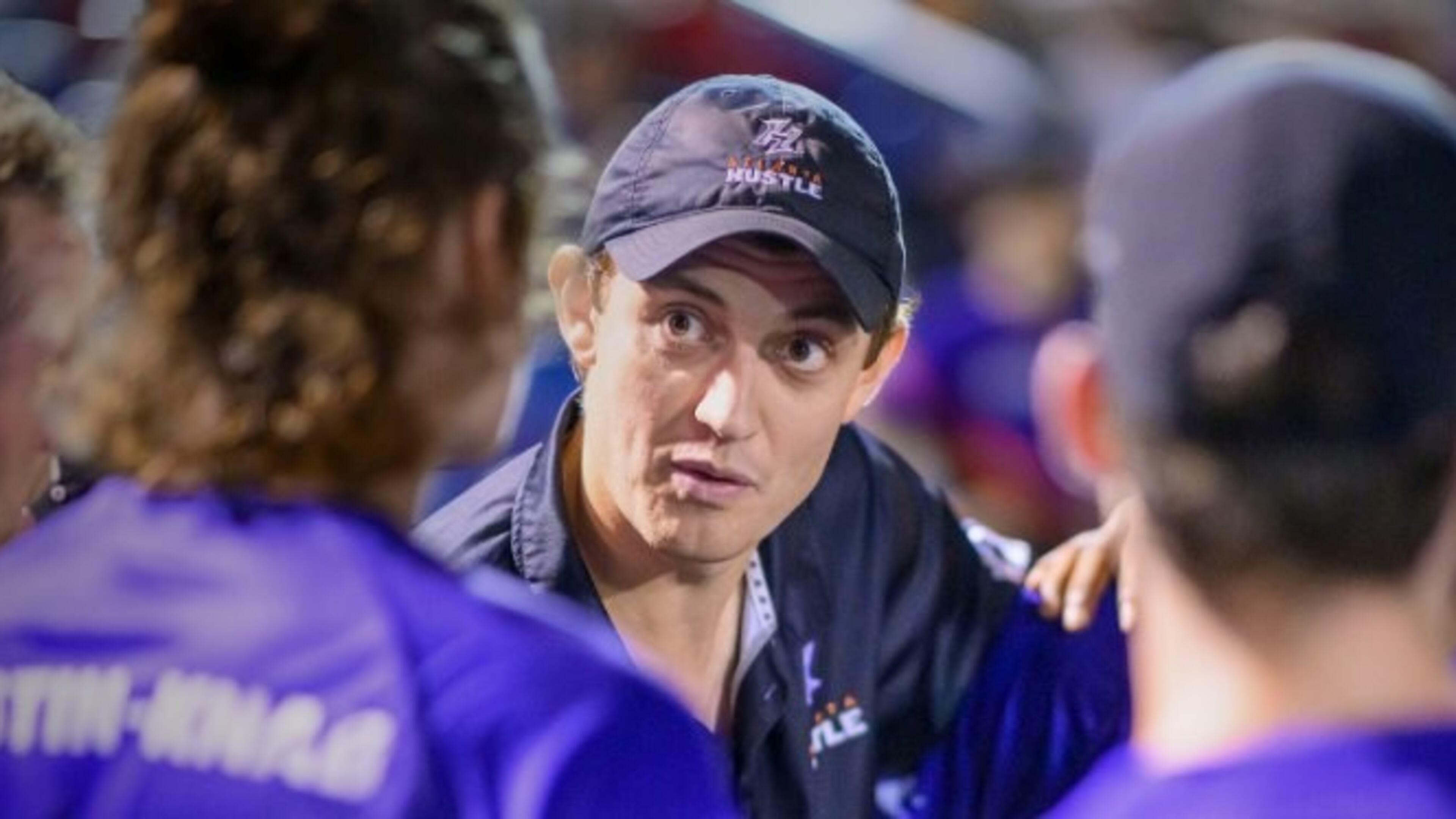 Atlanta Hustle Defensive Coordinator George Summers talks to his ultimate disc team who will be playing their first home playoff game at 8 p.m. Aug. 11 at Silverbacks Park, 3200 Atlanta Silverbacks Way, Atlanta. (Courtesy of Atlanta Hustle)