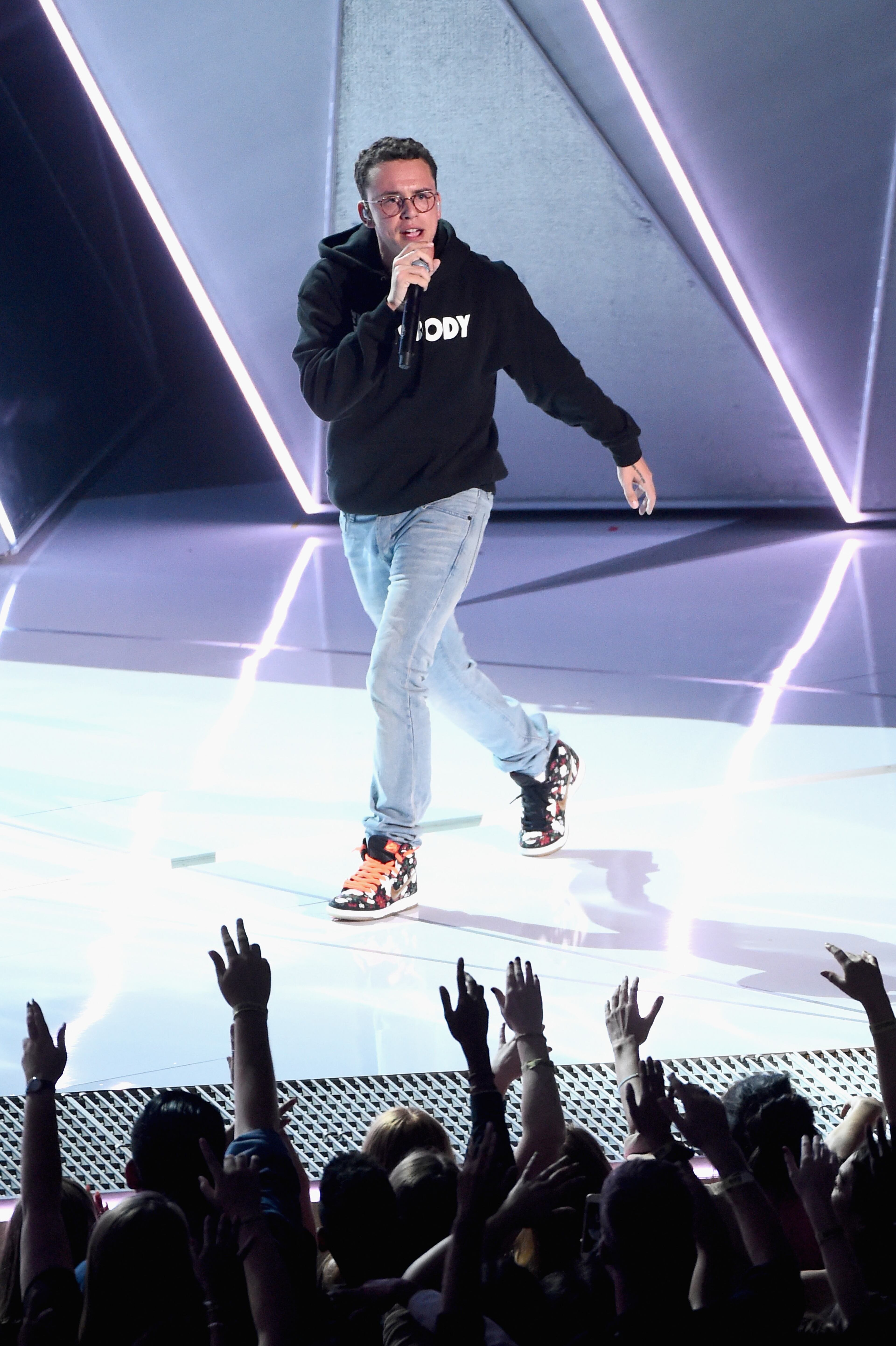 INGLEWOOD, CA - AUGUST 27: Logic performs onstage during the 2017 MTV Video Music Awards at The Forum on August 27, 2017 in Inglewood, California. (Photo by Michael Loccisano/Getty Images)