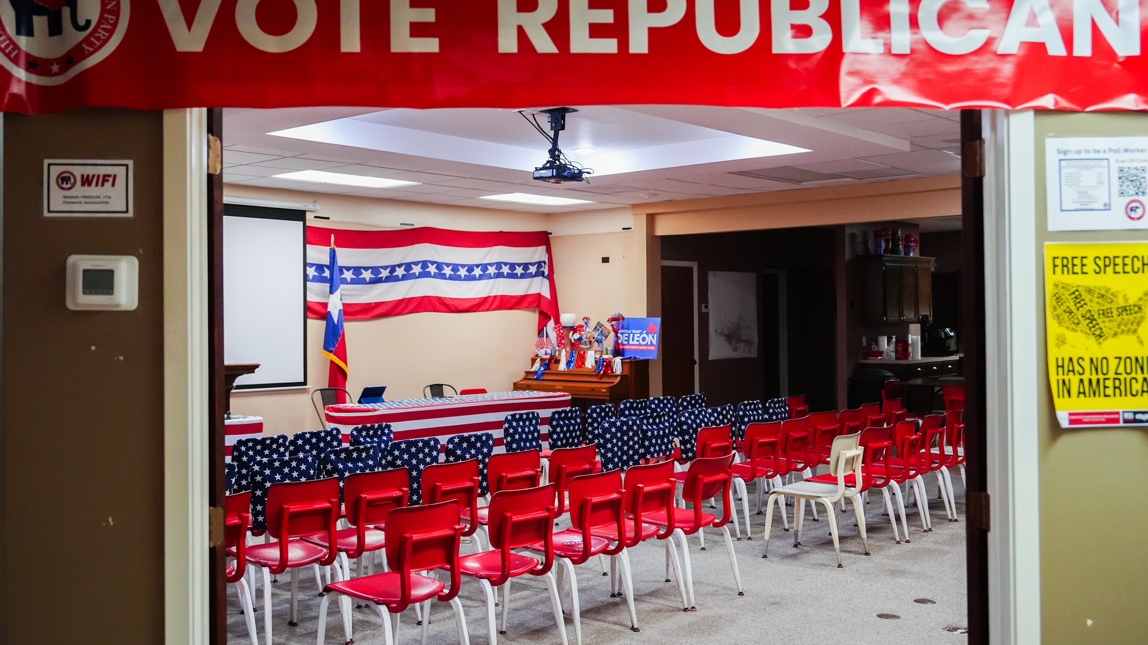 FILE - The Hidalgo County Republican Party Headquarters are seen, Wednesday, Sept. 16, 2026, in McAllen, Texas. (AP Photo/Julia Demaree Nikhinson,File)
