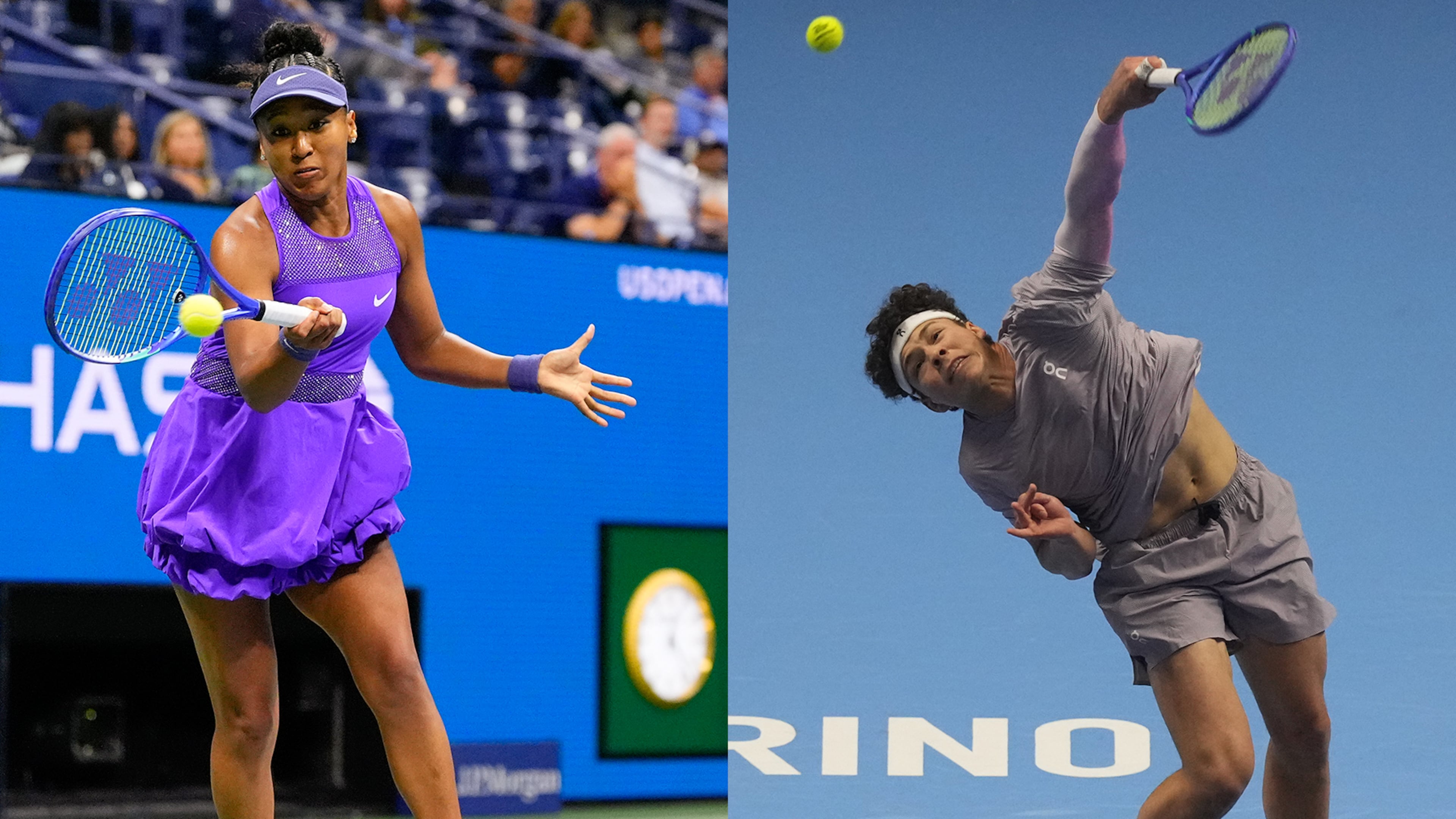 The new Atlanta Cup exhibition at Gas South Arena will feature popular tennis players Naomi Osaka (left) and Ben Shelton, who was born in Atlanta and competed in the Atlanta Open twice. (AP)