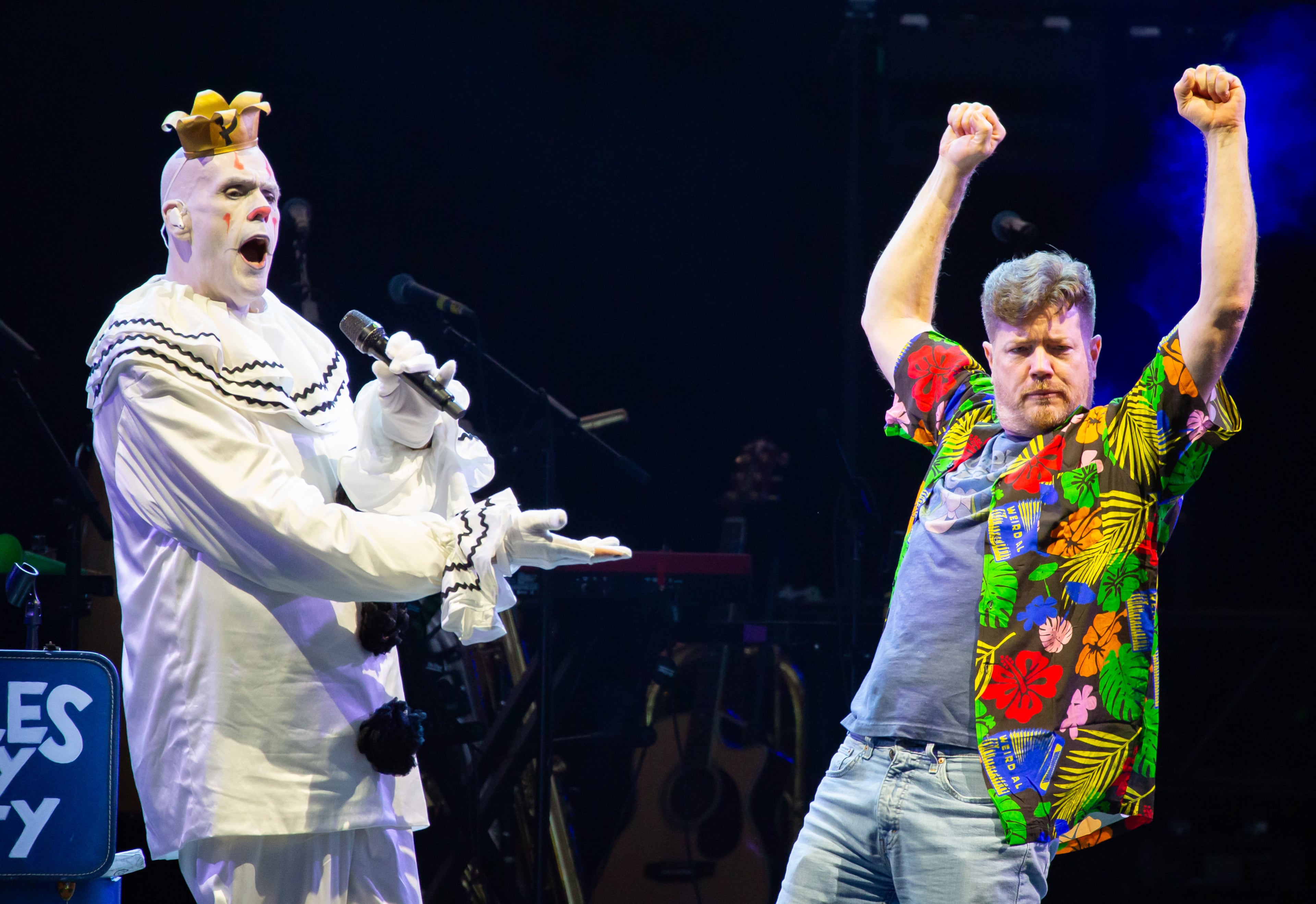 Alpharetta, Ga: Puddles Pity Party opened for "Weird Al" Yankovic Sunday night at Ameris Bank Amphitheatre crooning hit songs with his unique brand of humor. Puddles featured participation from many audience members.. Photo taken Sunday May 31, 2026 at Ameris Bank Amphitheatre. 060126 weird al (RYAN FLEISHER FOR THE ATLANTA JOURNAL-CONSTITUTION)