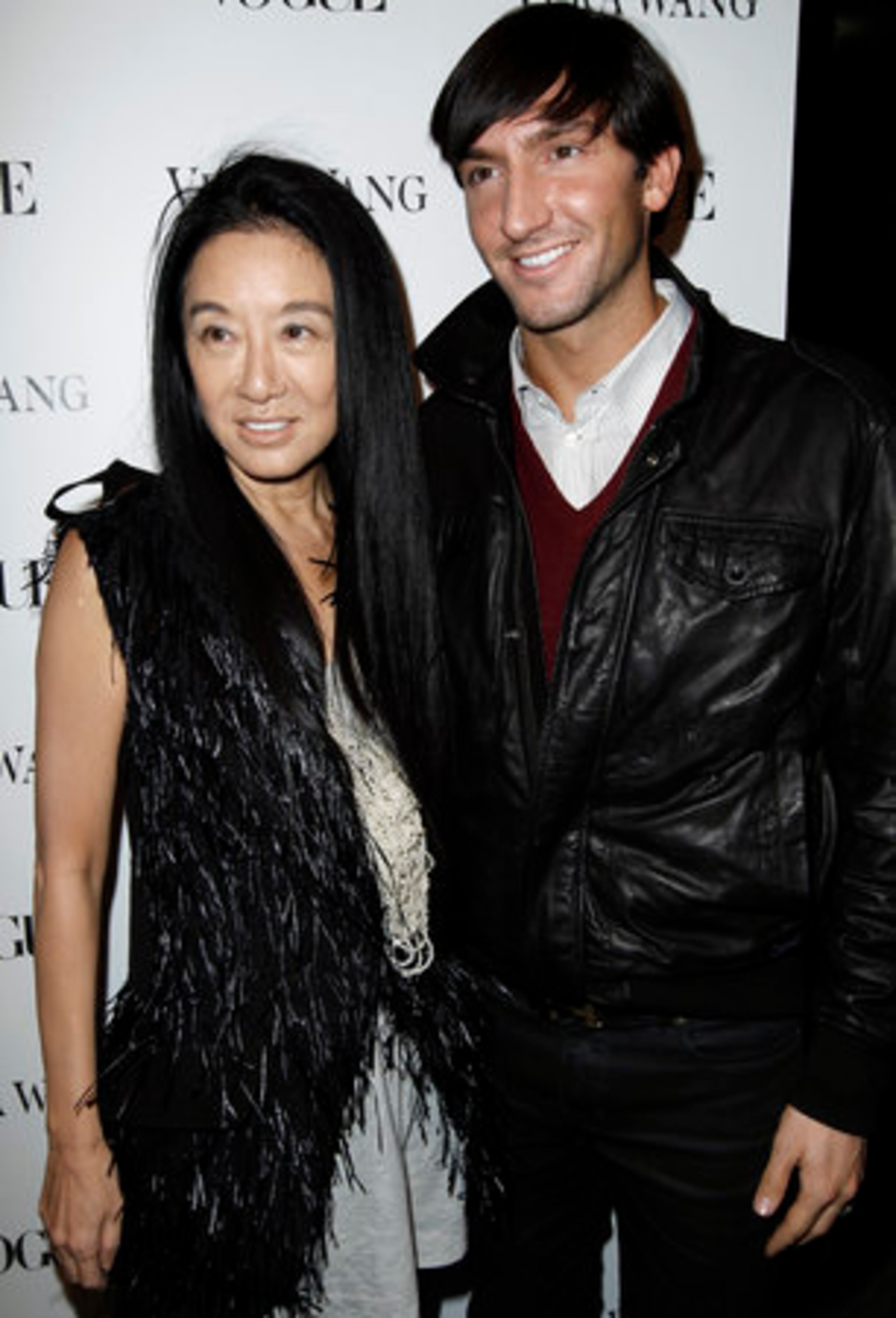 Vera Wang poses with Evan Lysacek. Wang, a former figure skater herself, has designed costumes for the gold-medal winner and other top-level competitors. She was inducted into the U.S. Figure Skating Hall of Fame in 2009 for her contributions as a costume designer.
