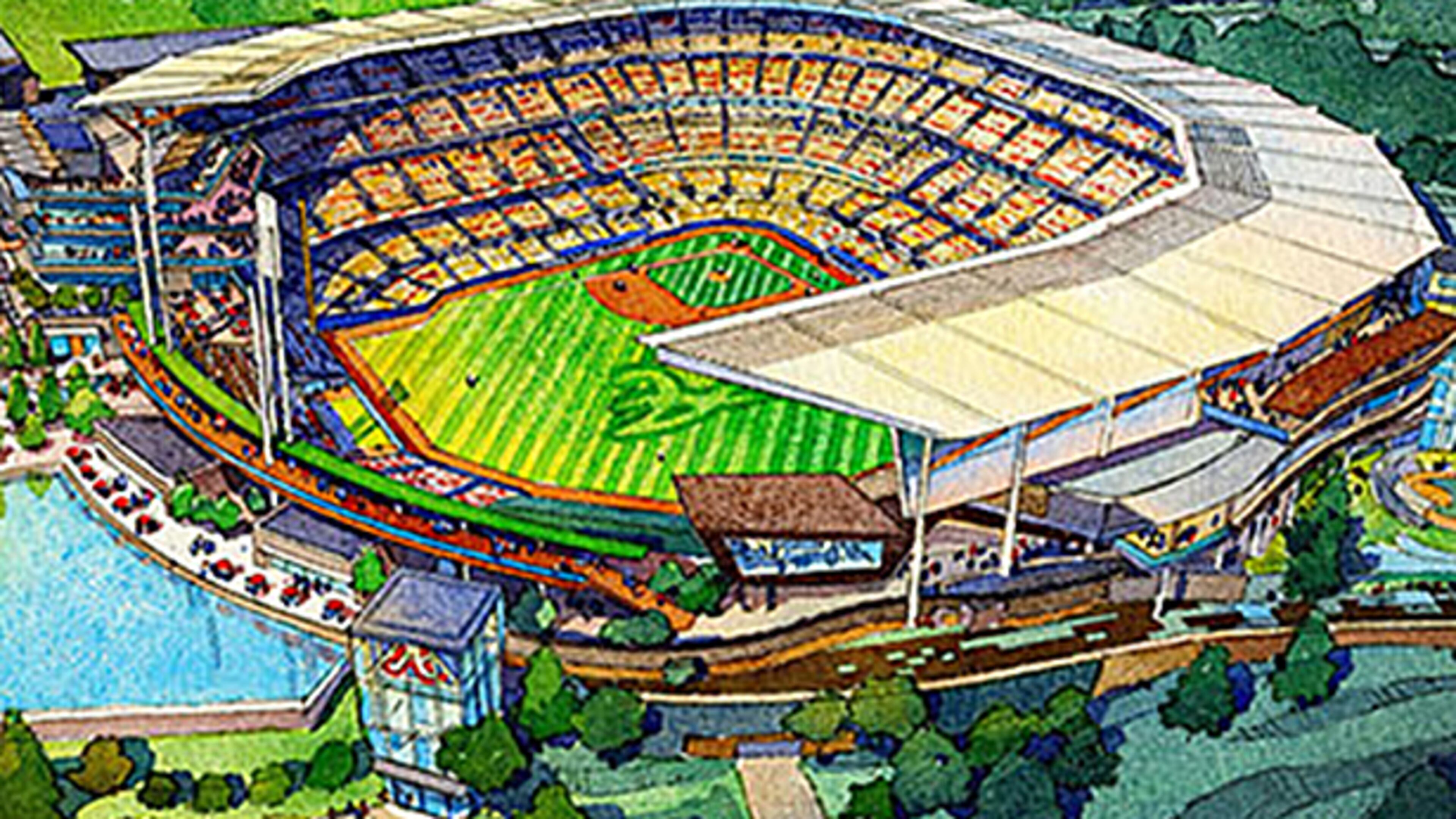 The existing topography of the property has been carefully integrated into the design. The intimacy of the ballpark will be accentuated by building the facility into the gently sloping terrain. Trees will separate parking sections that cascade down the slopes. Because of the way the ballpark nestles into the hillside, fans will arrive on the home plate side of the park on the mezzanine level, while entering the outfield side (off the plaza) at field level. -- The Atlanta Braves