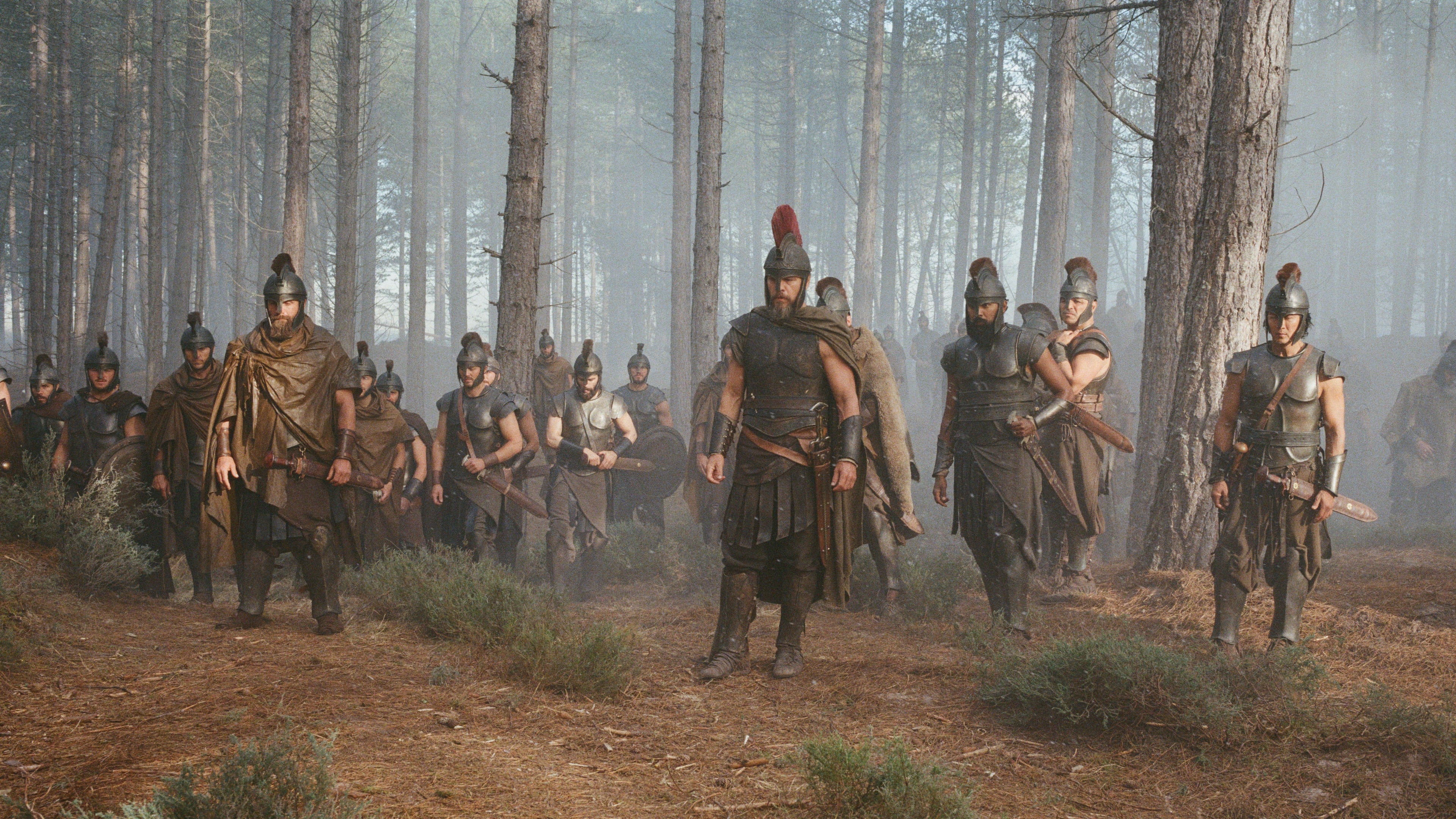 This image released by Universal Pictures shows Matt Damon as Odysseus, center, in a scene from "The Odyssey." (Melinda Sue Gordon/Universal Pictures via AP)