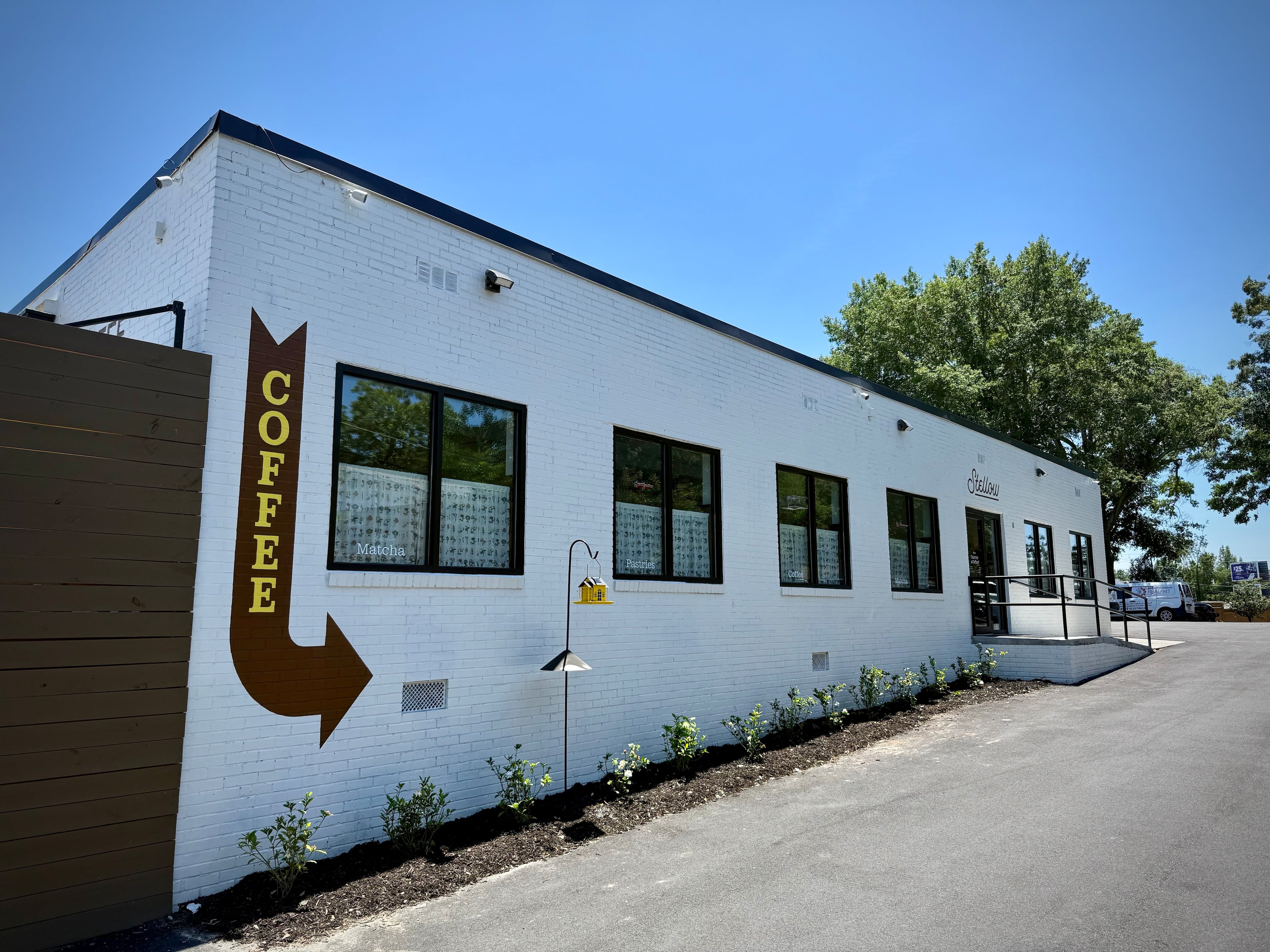 The exterior of Stellow Coffee & Floral in Chamblee. (Henri Hollis/AJC)