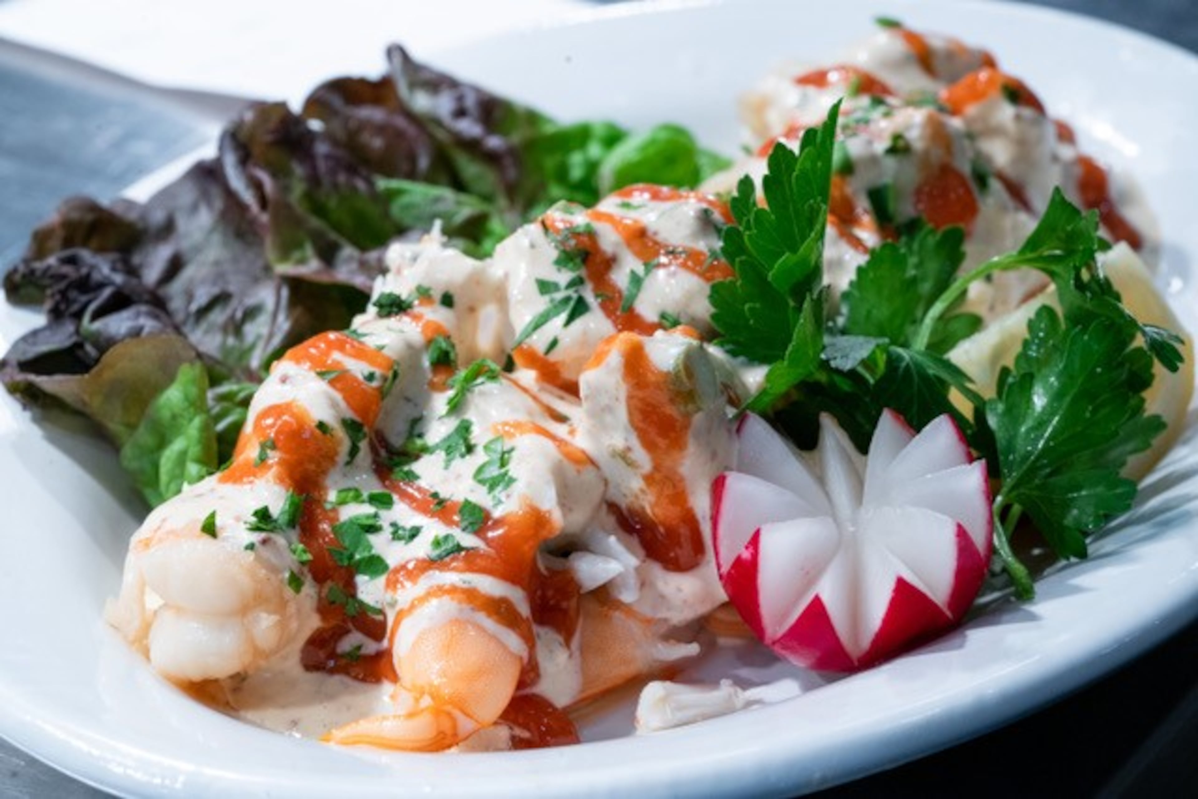 The combination remoulade at Nowak's Sandy Springs seemed like it could have been resurrected from the menu of a luxury railroad dining car. Courtesy of Nowak's Sandy Springs