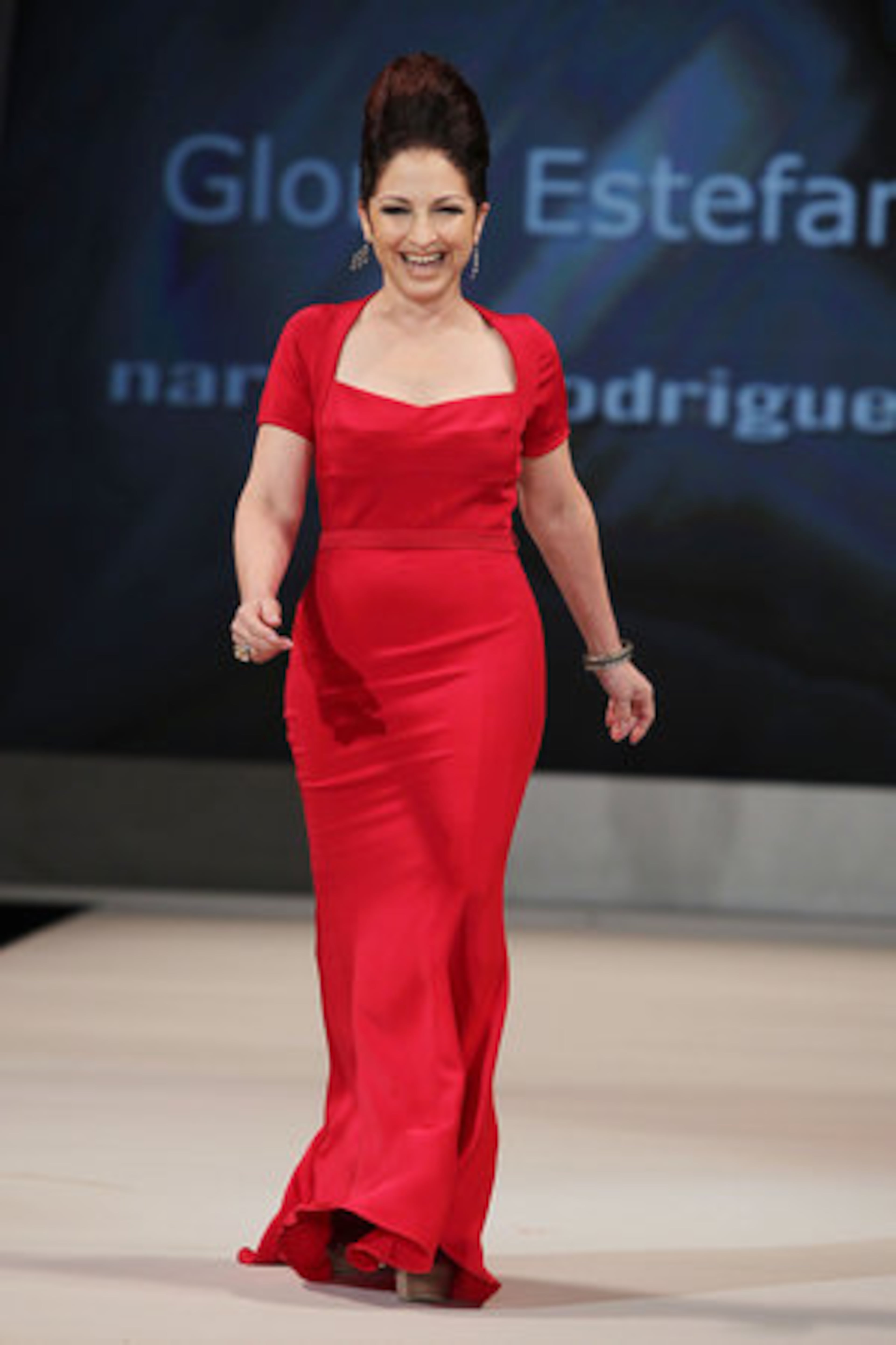 Singer, songrwriter, and producer Gloria Estefan models a Narcisso Rodriguez.