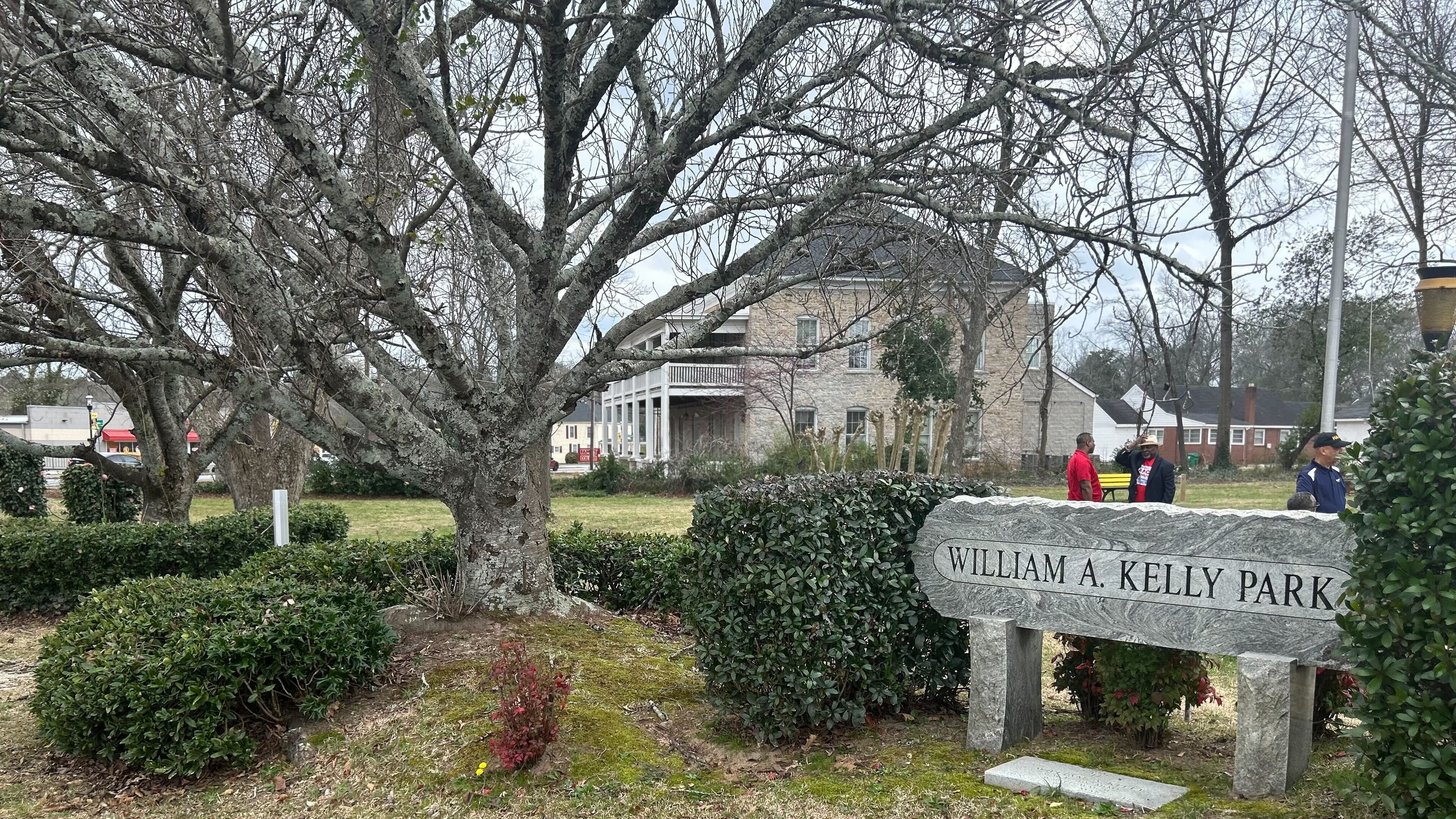 The marker, which stands just a few feet from the William A. Kelly Park sign, has been missing for the past week.