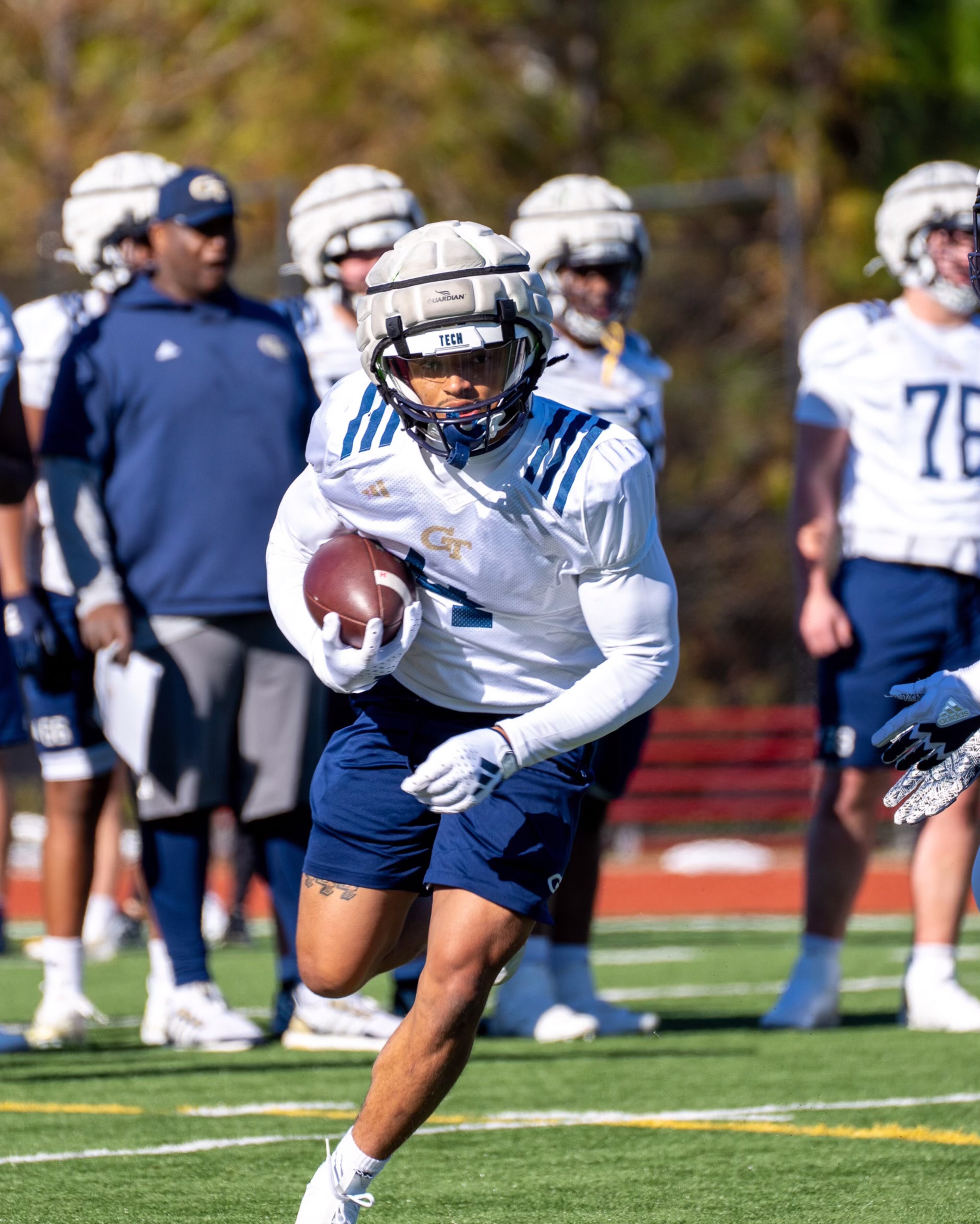Georgia Tech running back Dontae Smith practices on Tuesday in advance of the Gasparilla Bowl.