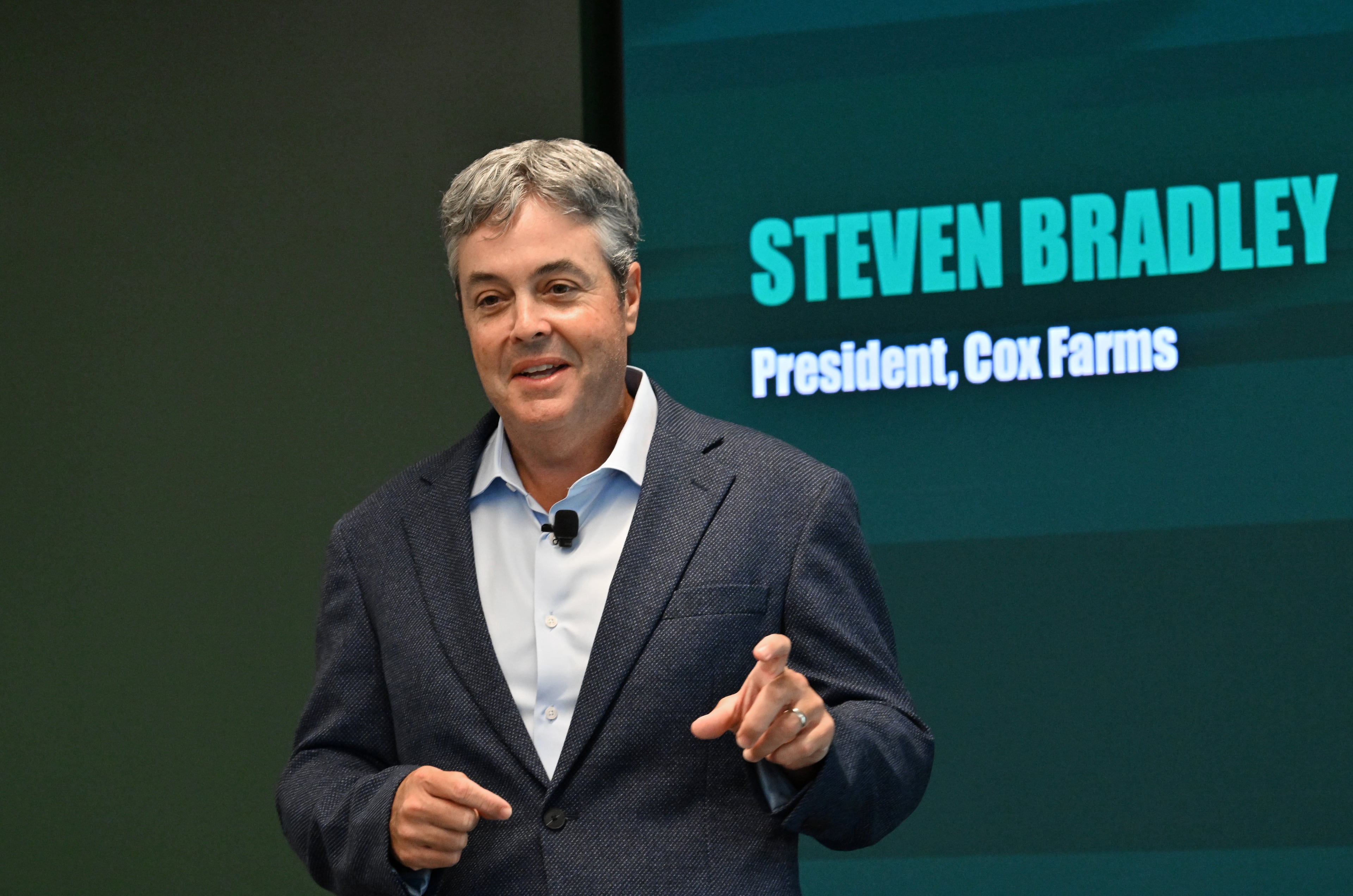 “Farming is really hard. It’s still really hard in (the greenhouse), but we make it a little bit easier through technology,” Steven Bradley, president of Cox Farms, said during the grand opening of BrightFarms greenhouse. (Hyosub Shin/AJC)