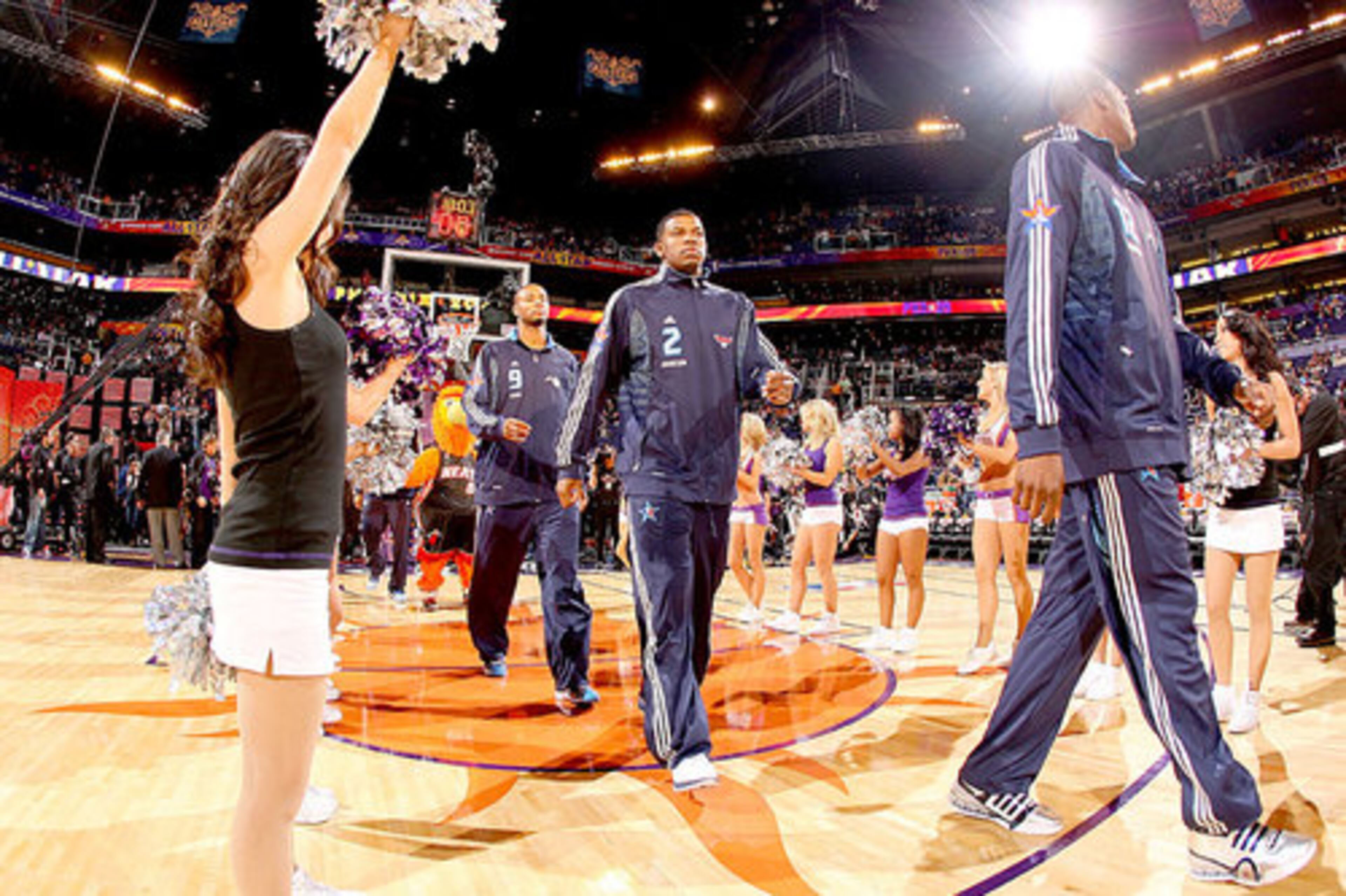 Hawks guard Joe Johnson takes the court with the rest of the Eastern Conference team prior to the start of the 58th NBA All-Star Game. Johnson was appearing in his third straight All-Star game as a reserve.