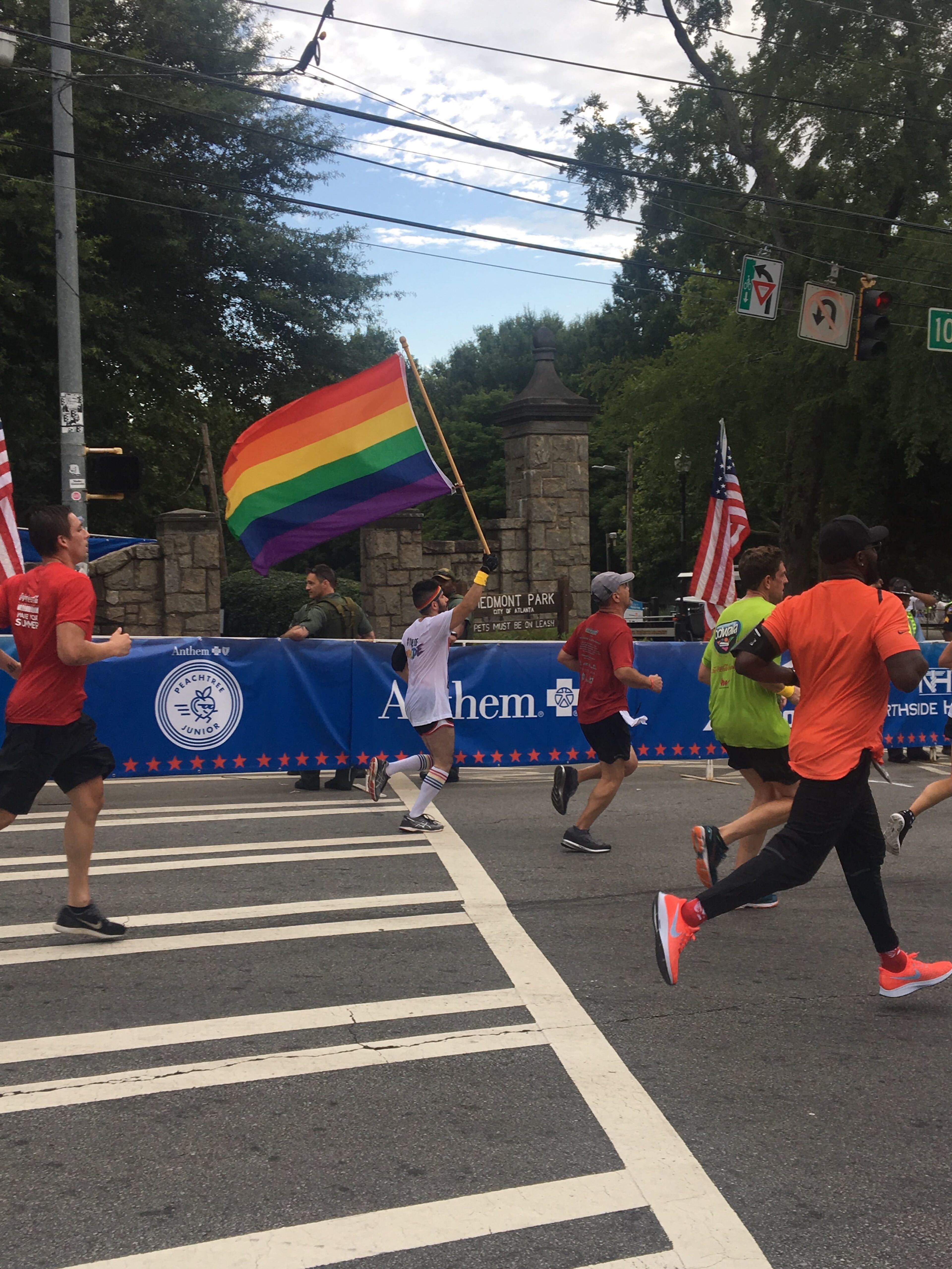 One participant made the rainbow flag his fashion statement.