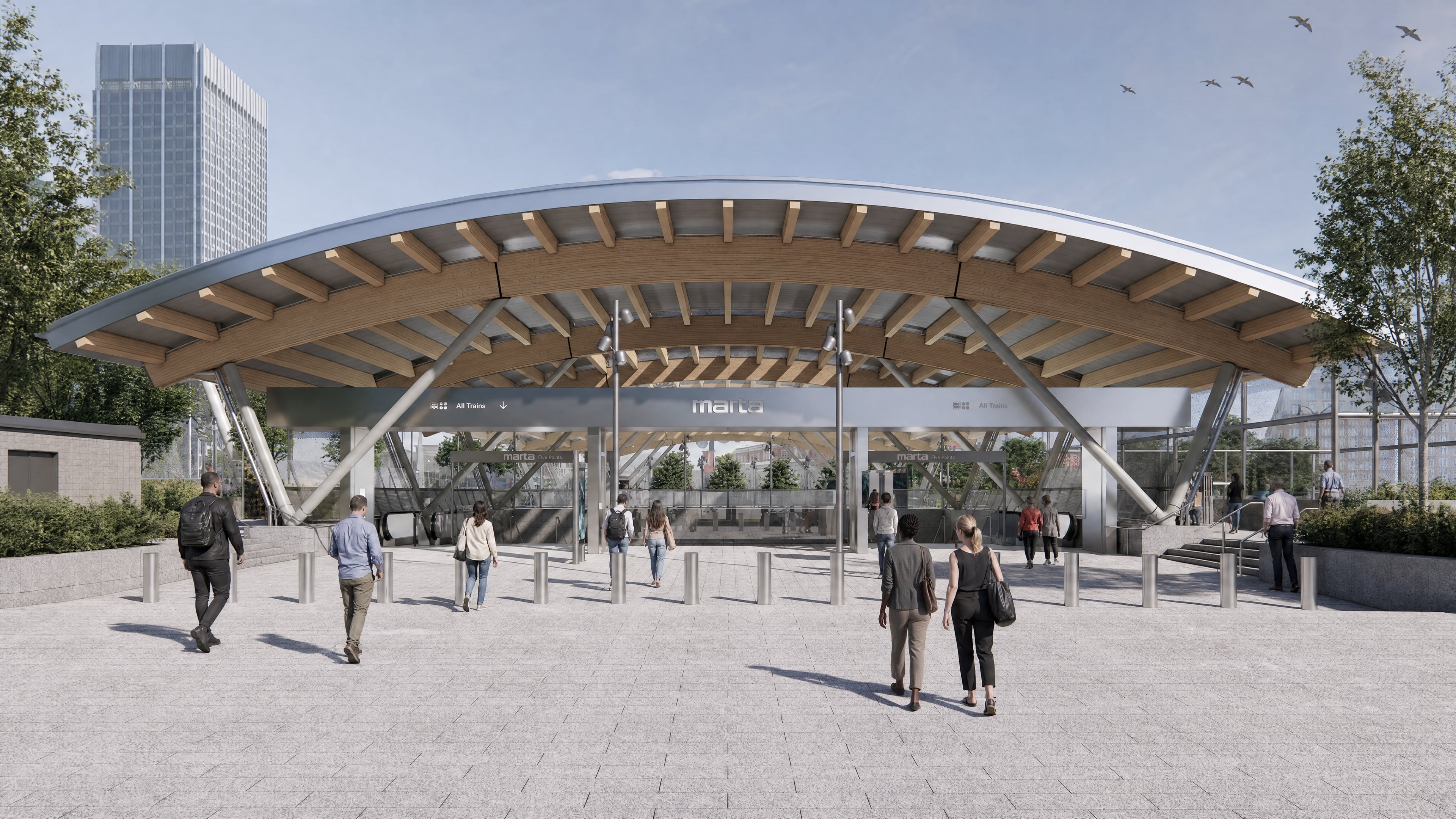 A rendering of the proposed entrance to MARTA's Five Points Station from Forsyth Street. (Courtesy of MARTA)