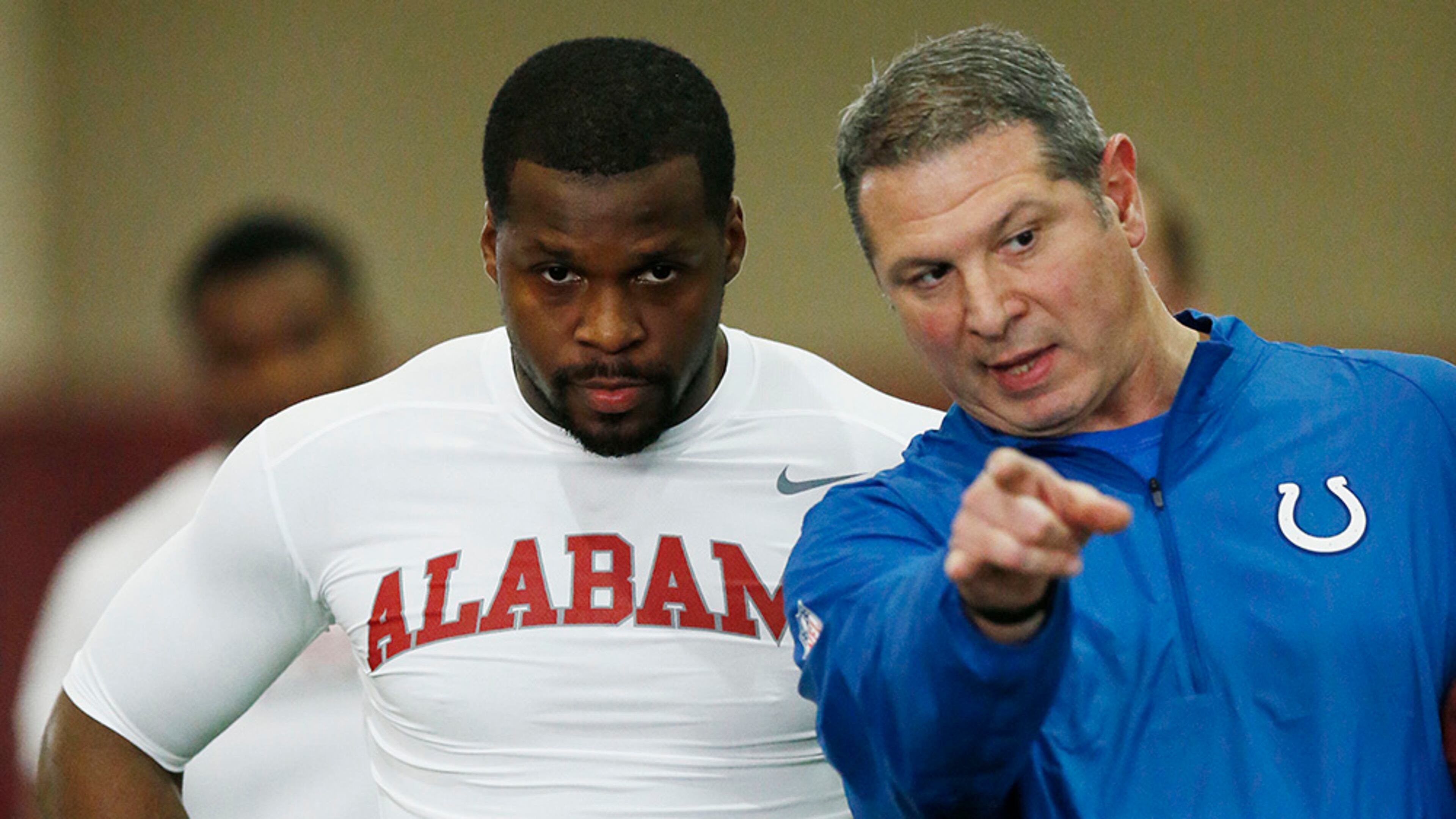 Linebacker Reggie Ragland runs drills during Alabama's NFL football Pro Day, Wednesday, March 9, 2016, in Tuscaloosa, Ala.