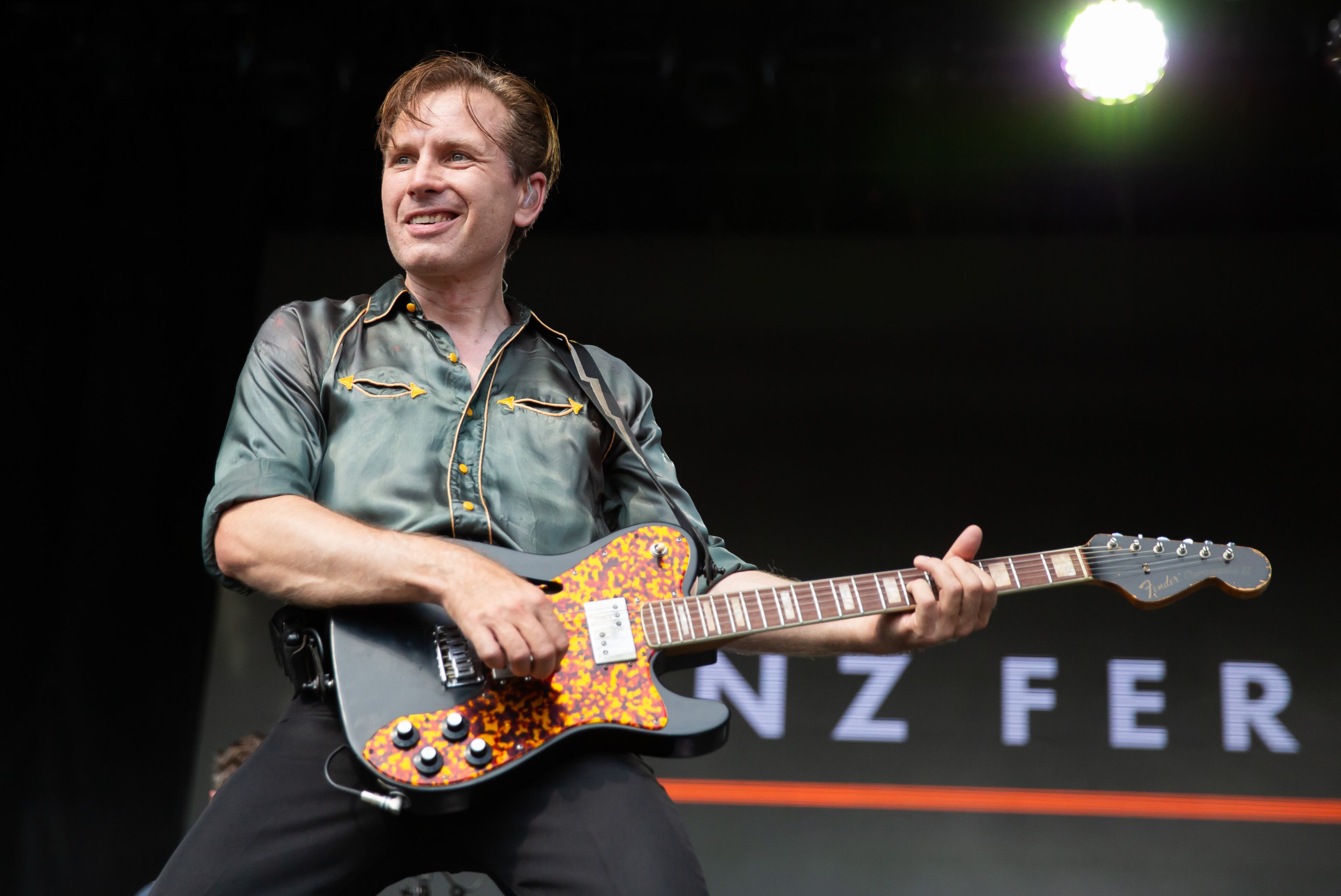 Atlanta, Ga. — Franz Ferdinand jumped around in 90-degree heat and played their indie-rock hits on Sunday, Sept. 21, 2025, at Piedmont Park. (RYAN FLEISHER FOR THE ATLANTA JOURNAL-CONSTITUTION)